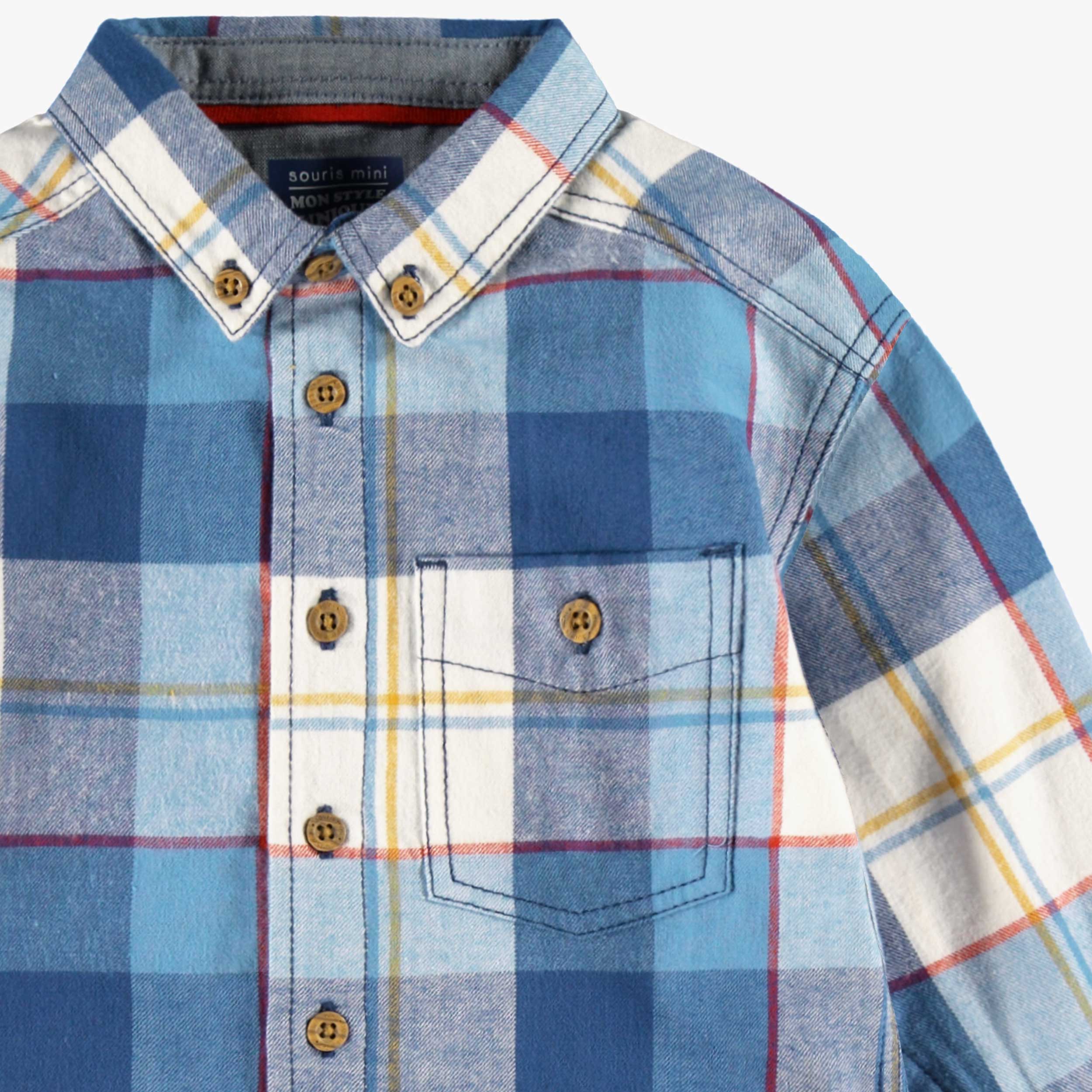 Chemise bleue à carreaux, bébé - Image 5