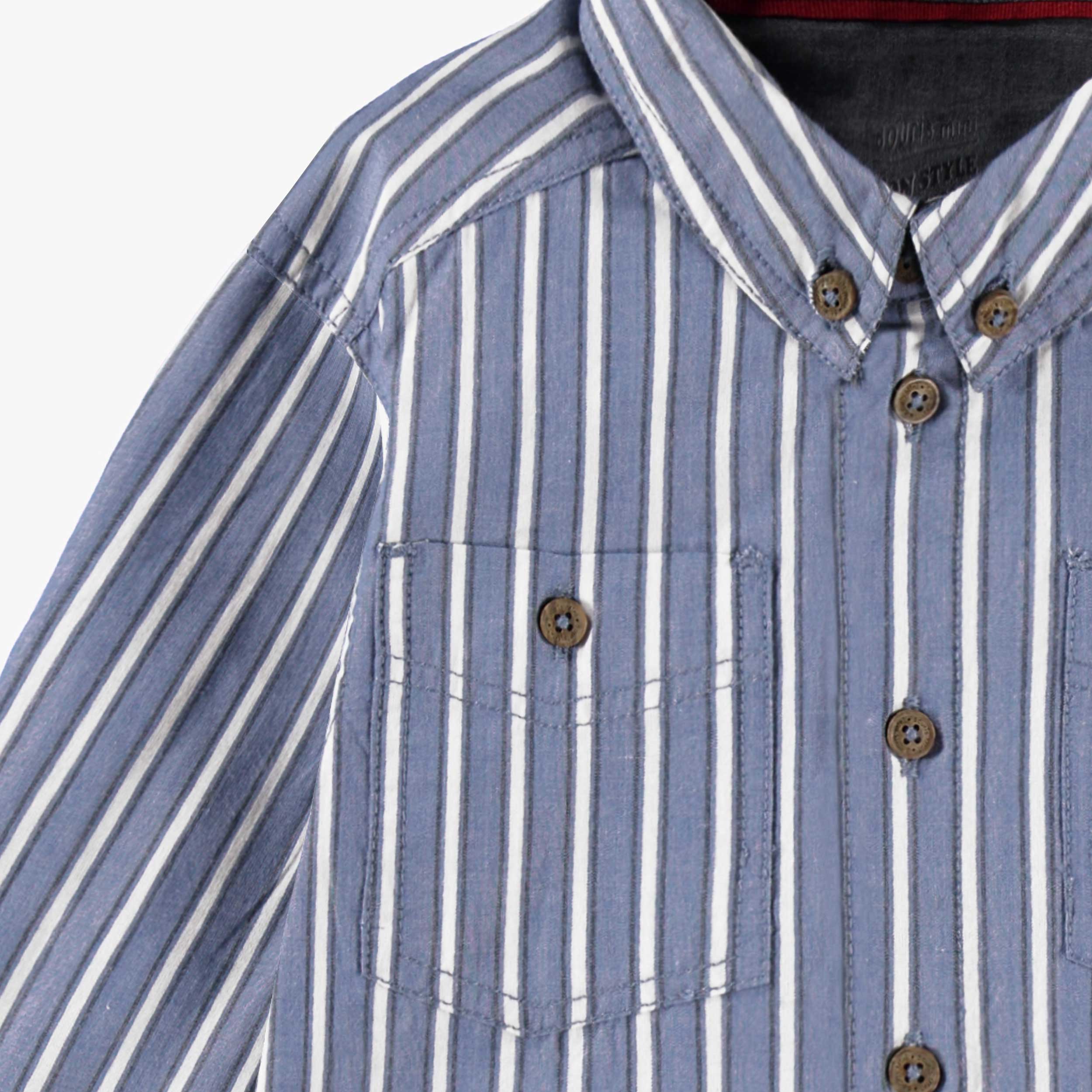 Chemise bleue à rayures, bébé - Image 2