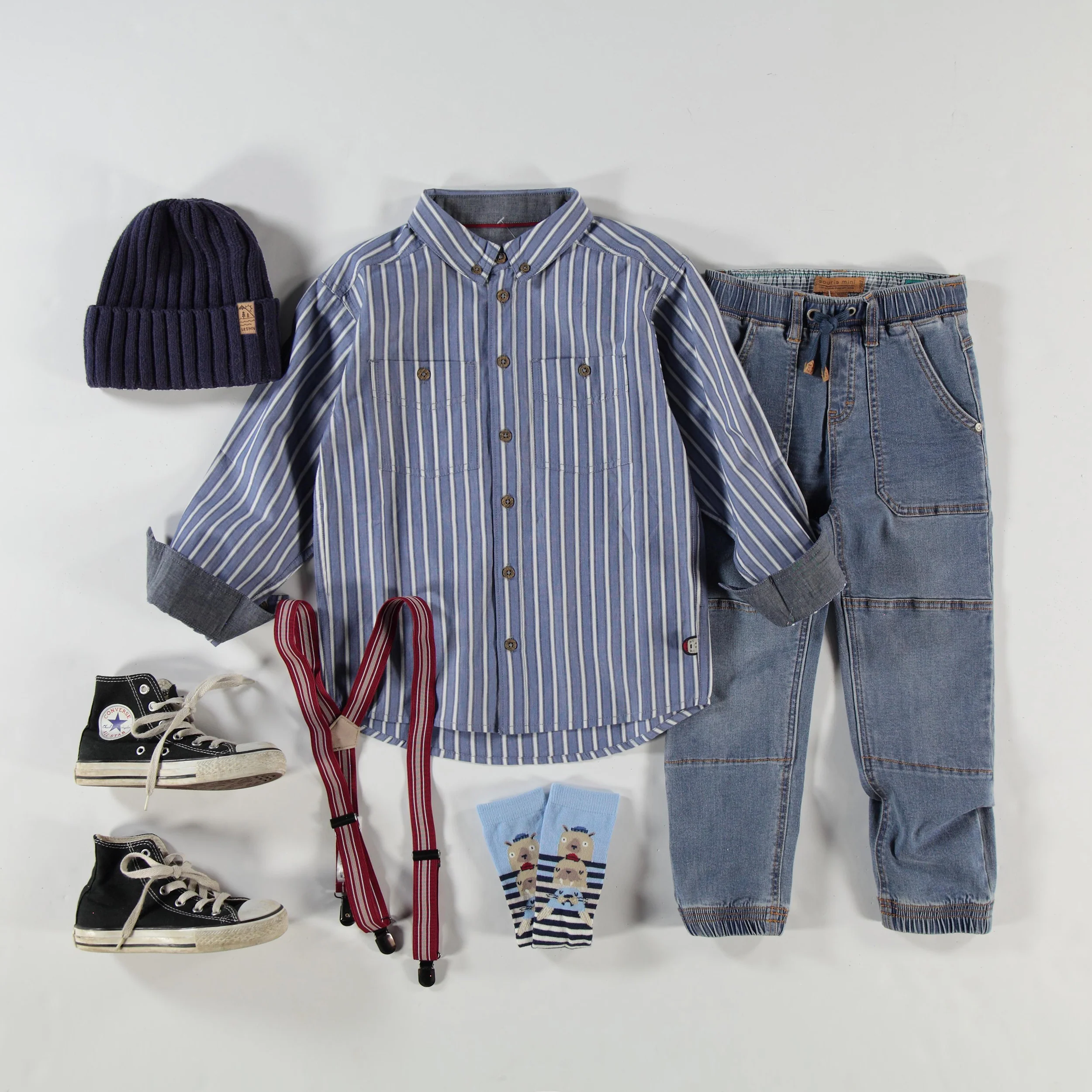 Chemise bleue à rayures, enfant - Image 3