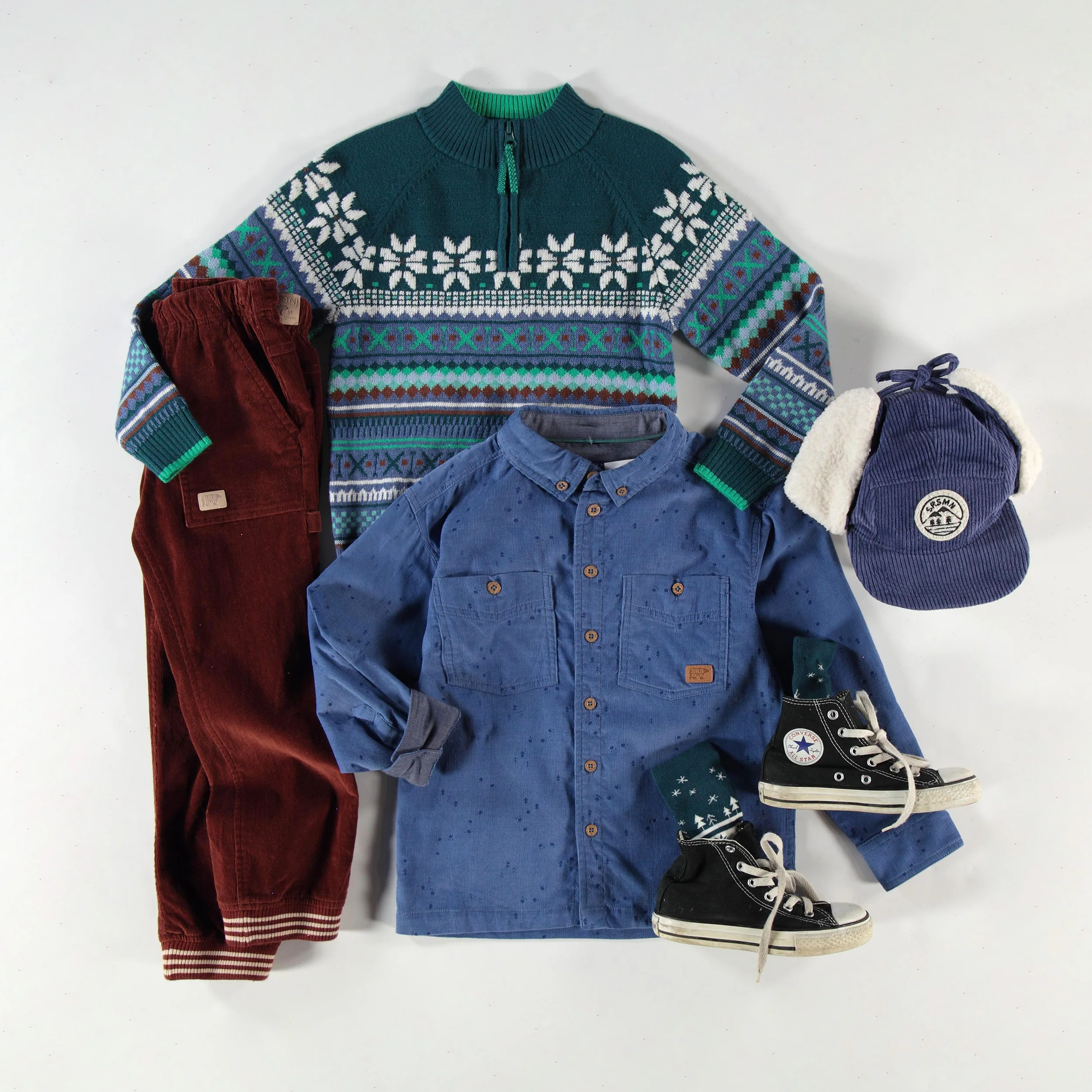 Chemise bleue en velours côtelé, enfant - Image 3