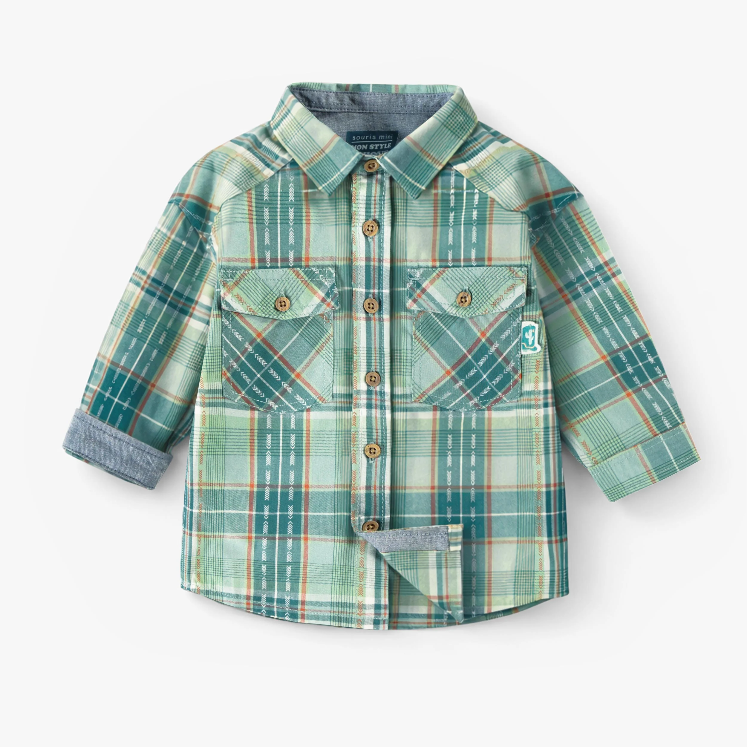 Chemise turquoise à carreaux, bébé