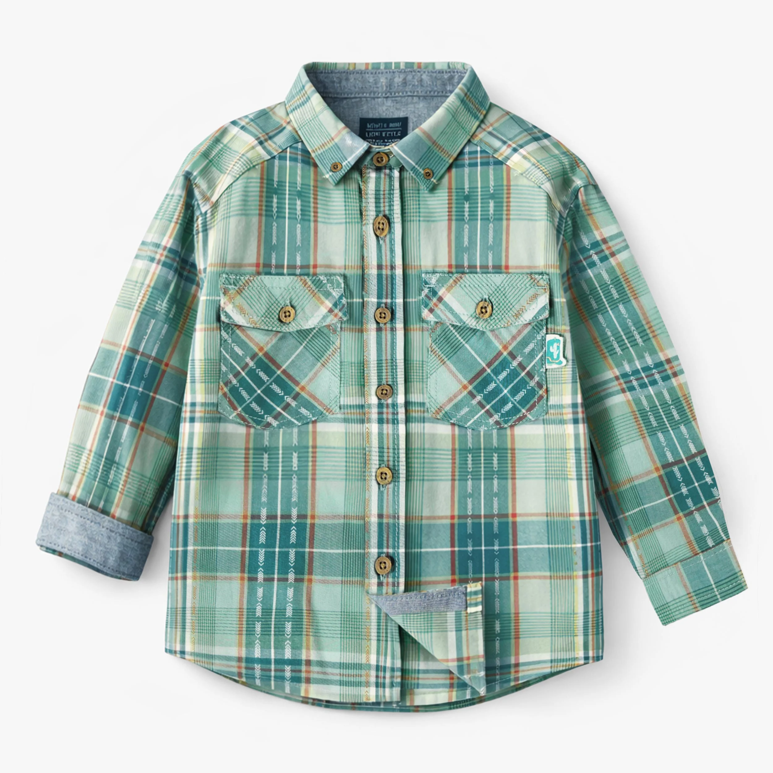 Chemise turquoise à carreaux, enfant