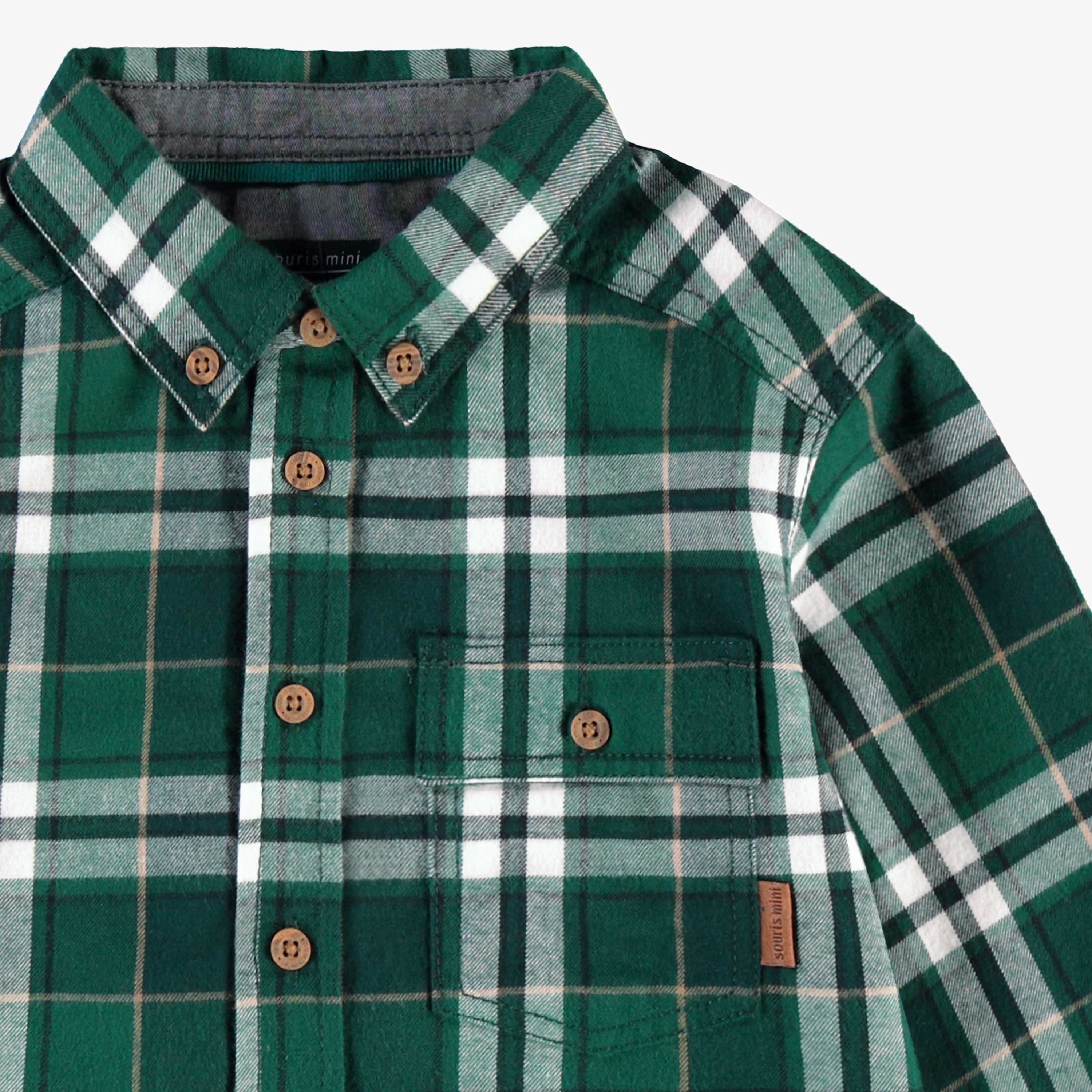 Chemise verte à carreaux, bébé - Image 4