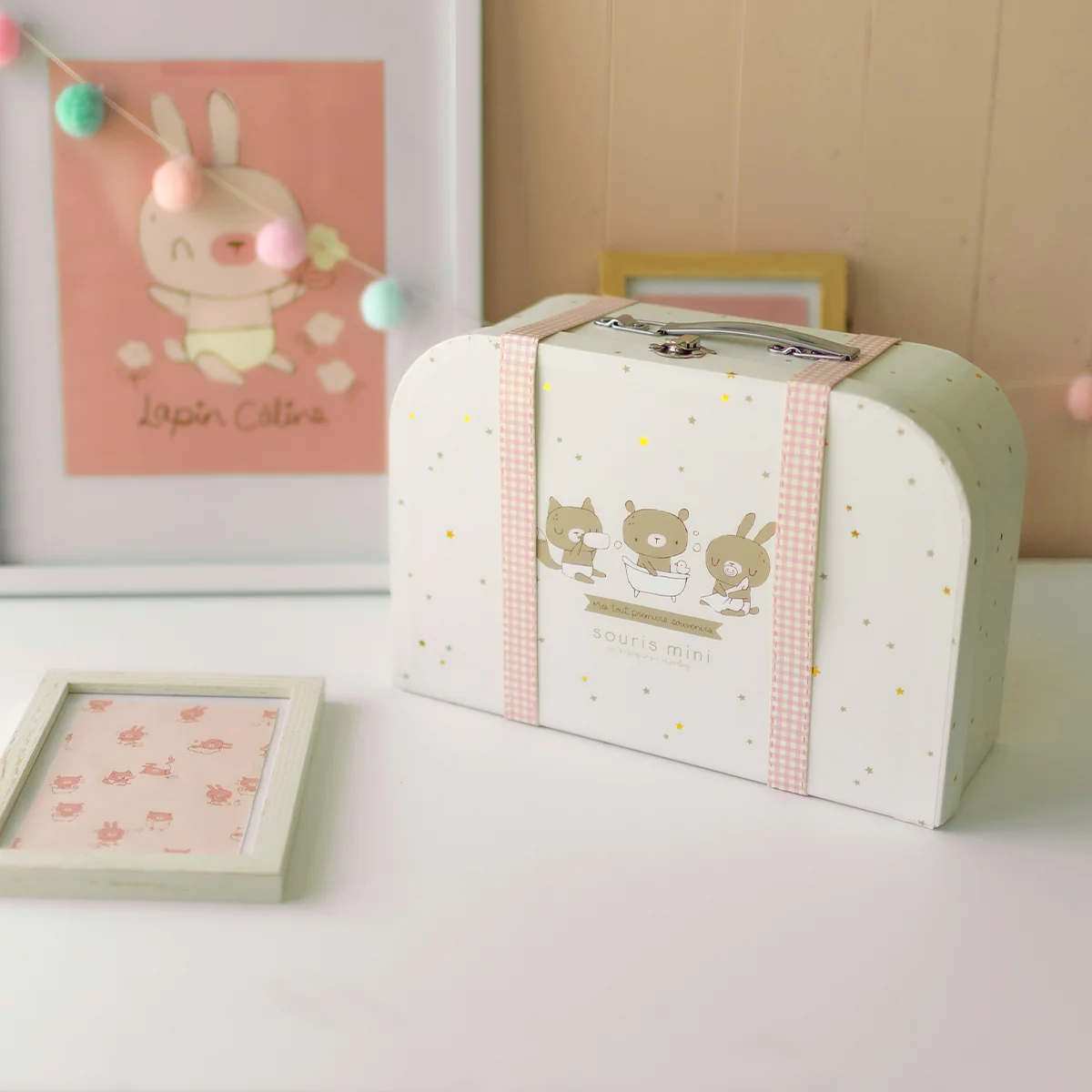 Coffret cadeau rose et crème « Le Classique » (8 pièces), naissance - Image 5