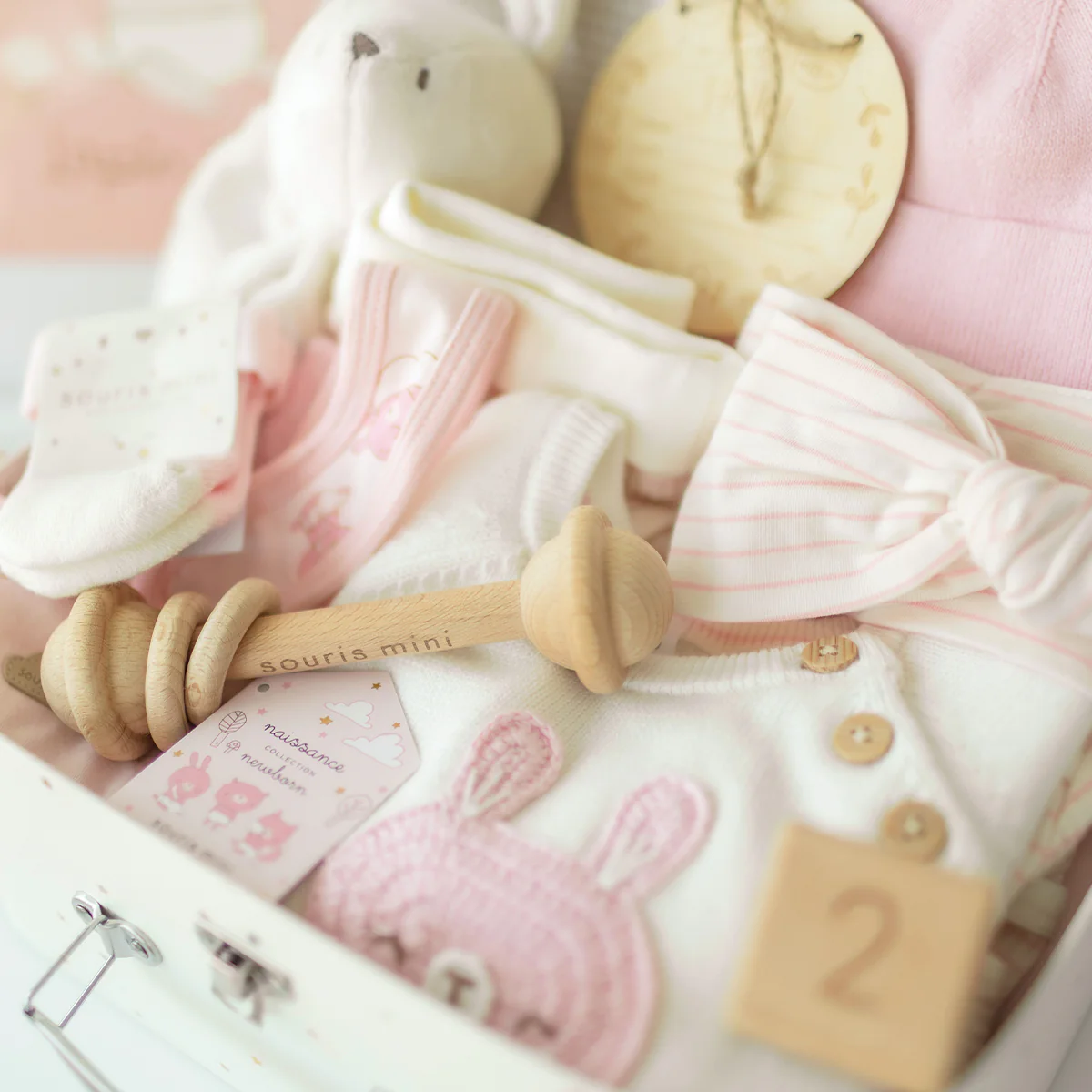 Coffret cadeau rose et crème « Le Premium » (14 pièces), naissance - Image 22