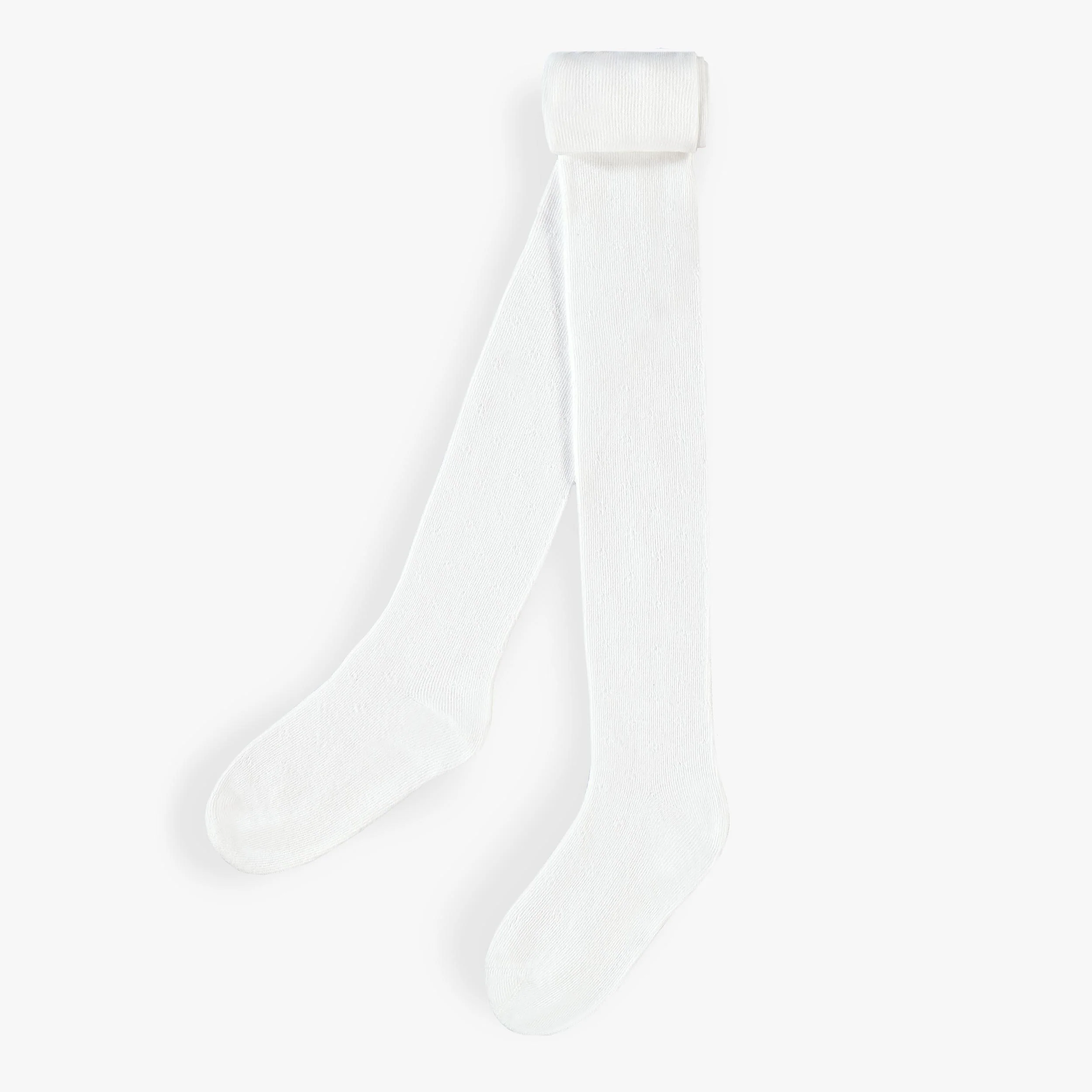 Collant blanc avec motif pointelle, enfant