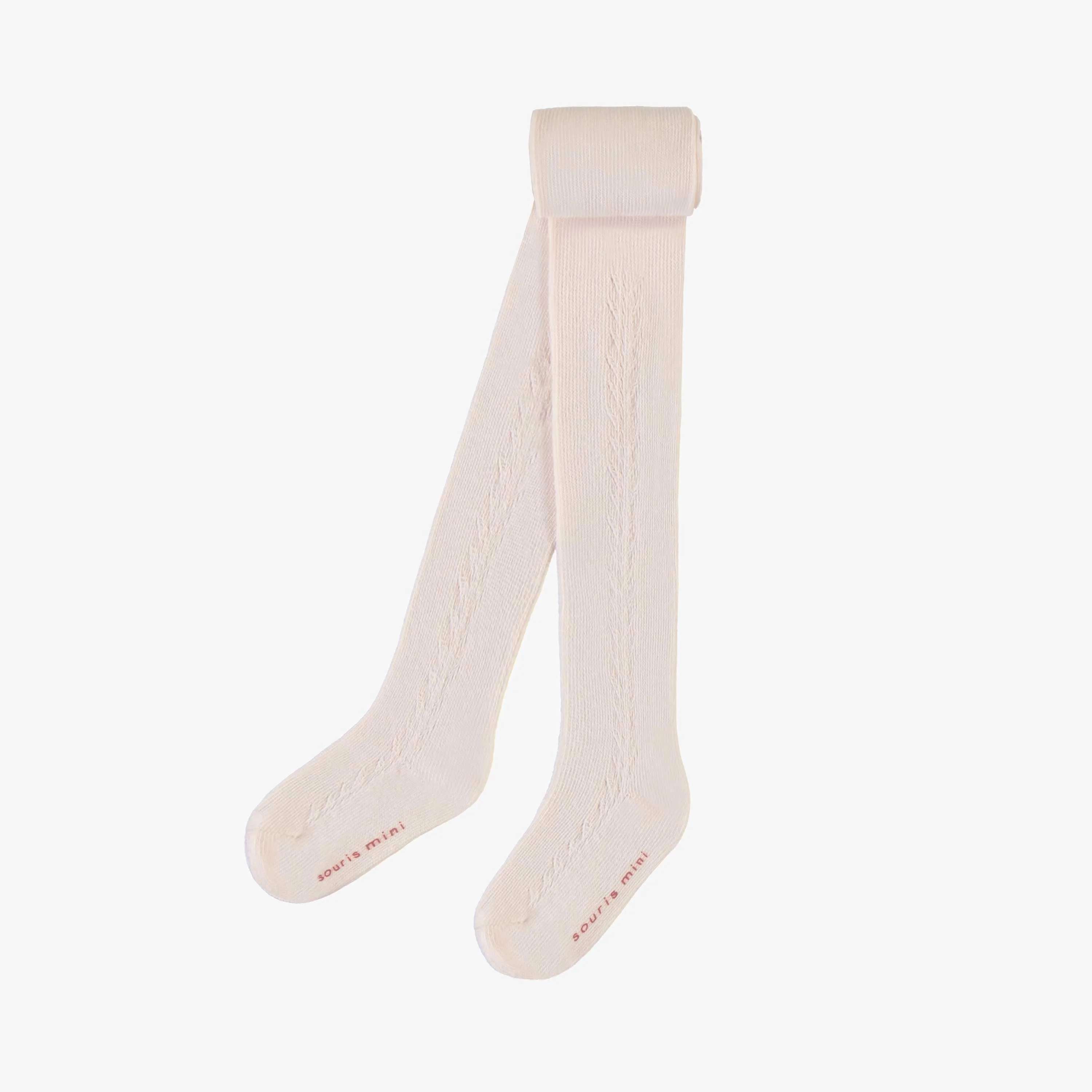 Collant crème rosé avec détails pointelle, bébé