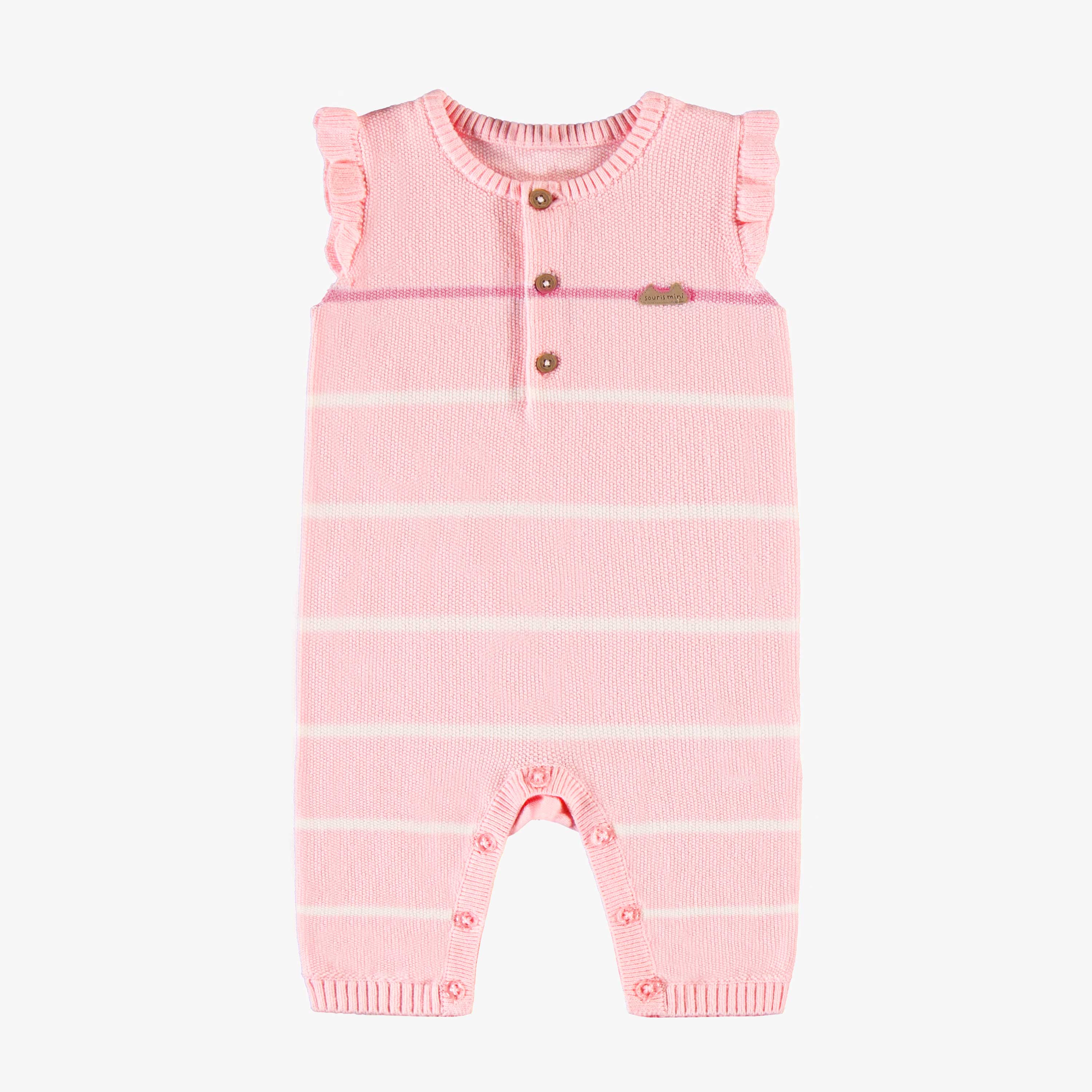 Combinaison rose avec volants et rayures, naissance