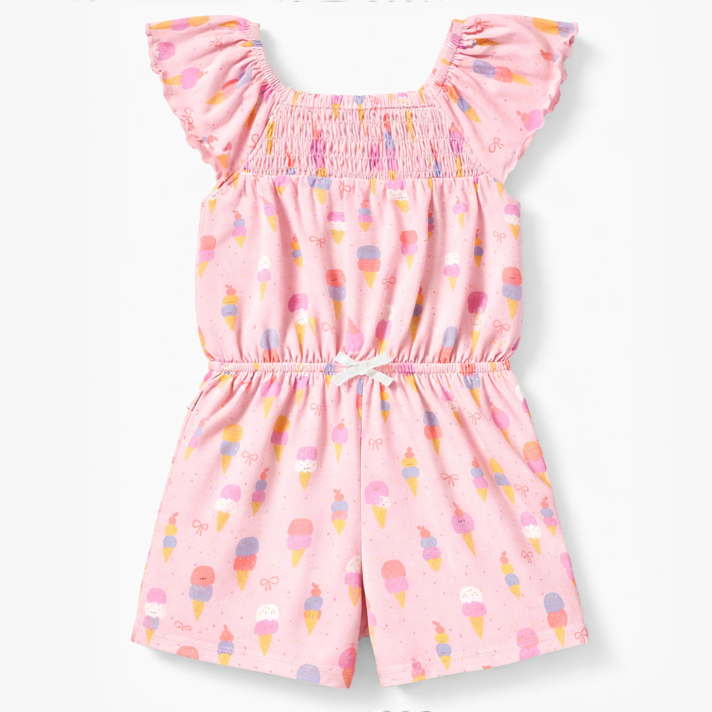 Combishort rose à motifs de crèmes glacées, enfant