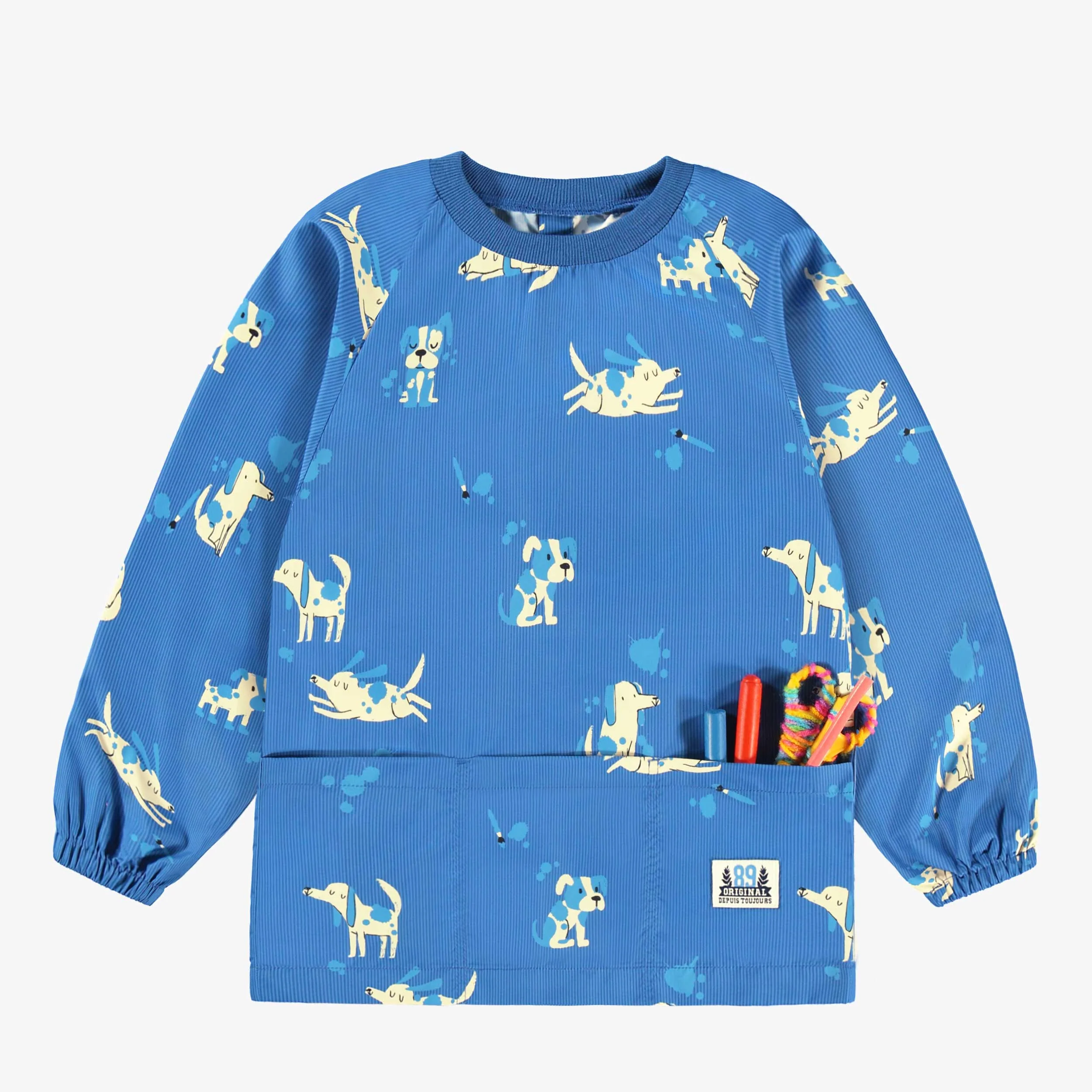 Couvre-tout bleu à rayures et motifs de chiens, enfant - Image 4