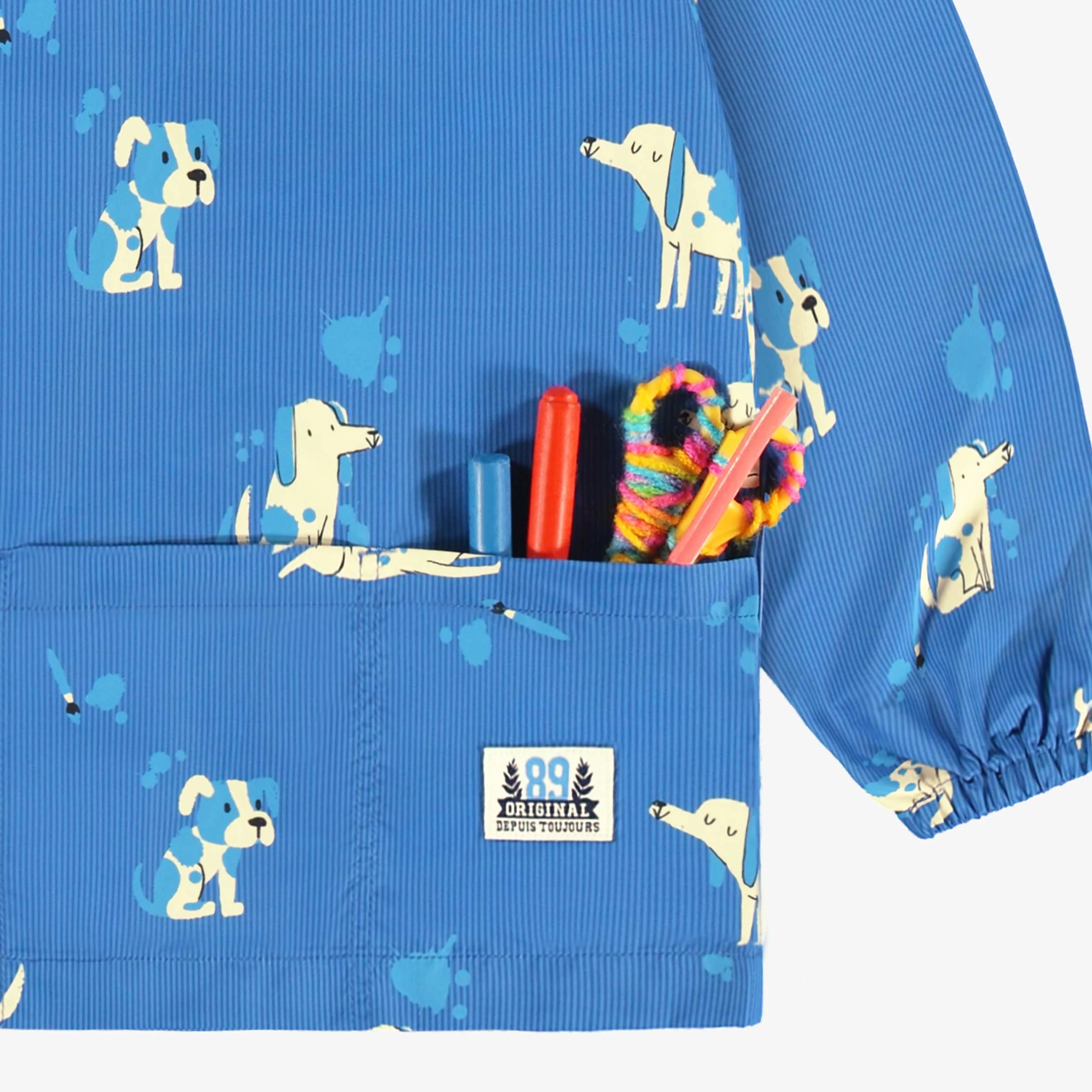 Couvre-tout bleu à rayures et motifs de chiens, enfant - Image 5