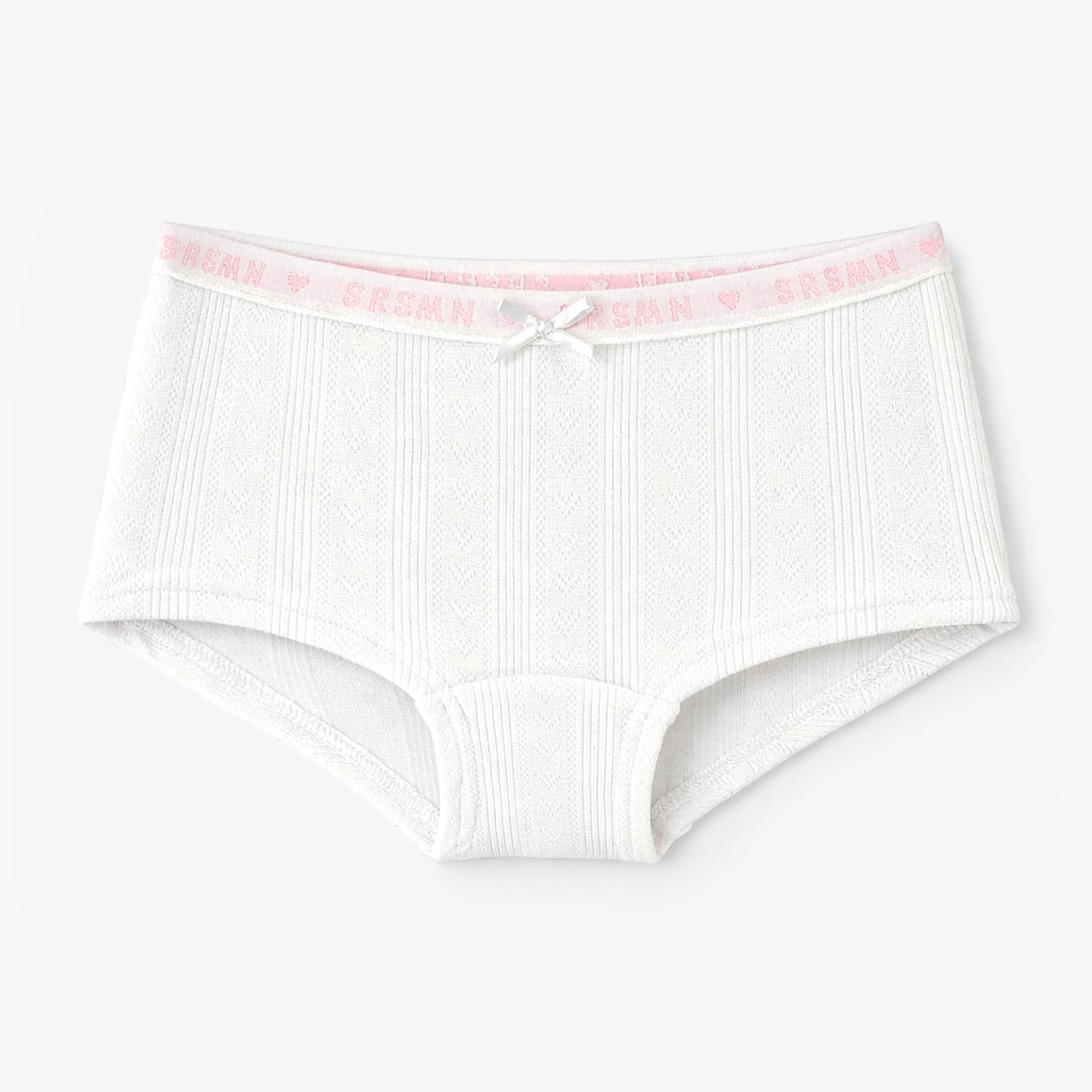 Culotte garçonne blanche à motif pointelle, enfant