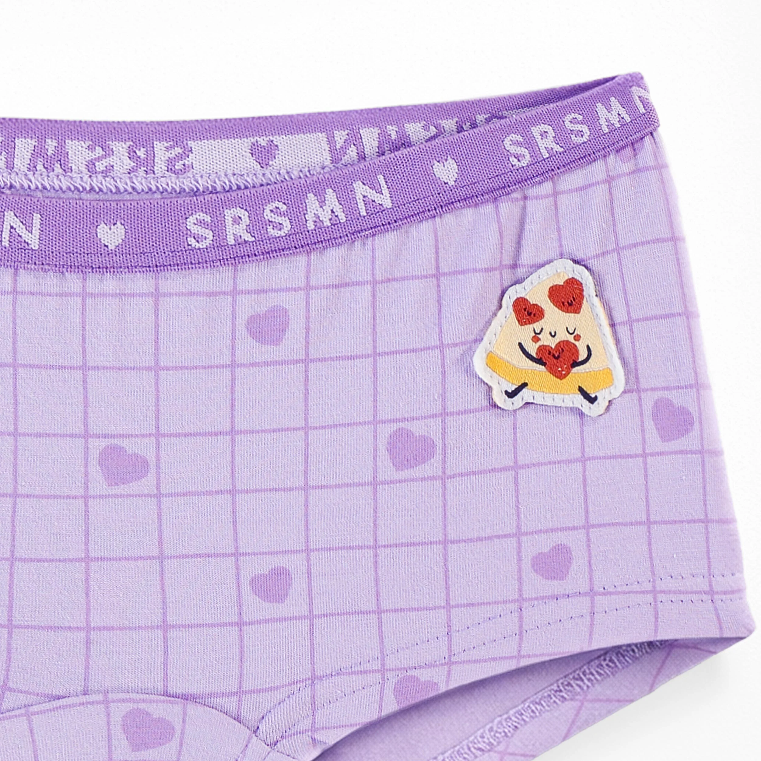 Culotte garçonne mauve avec cœurs et pizza, enfant - Image 3