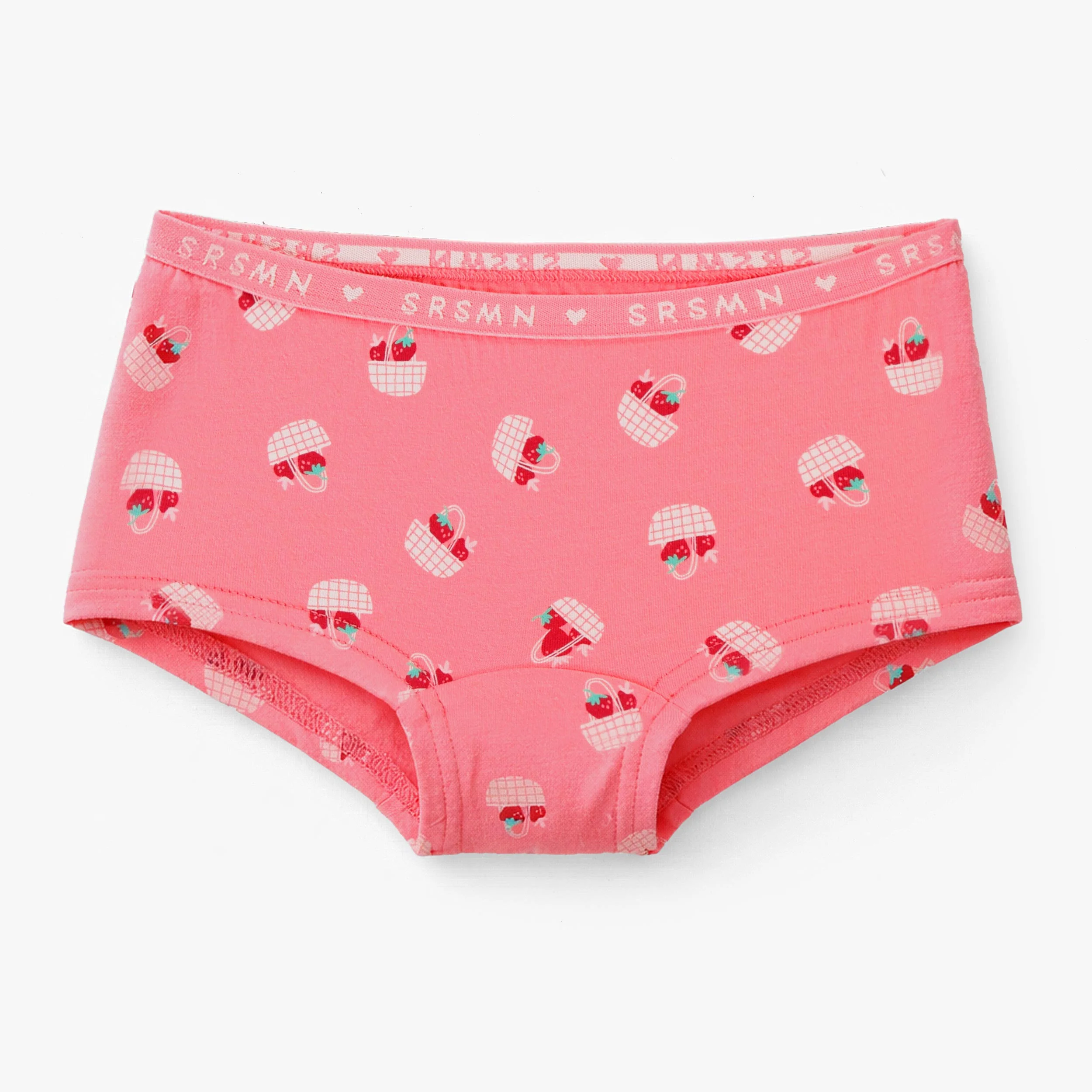 Culotte garçonne rose foncé à motifs de paniers de fraises, enfant