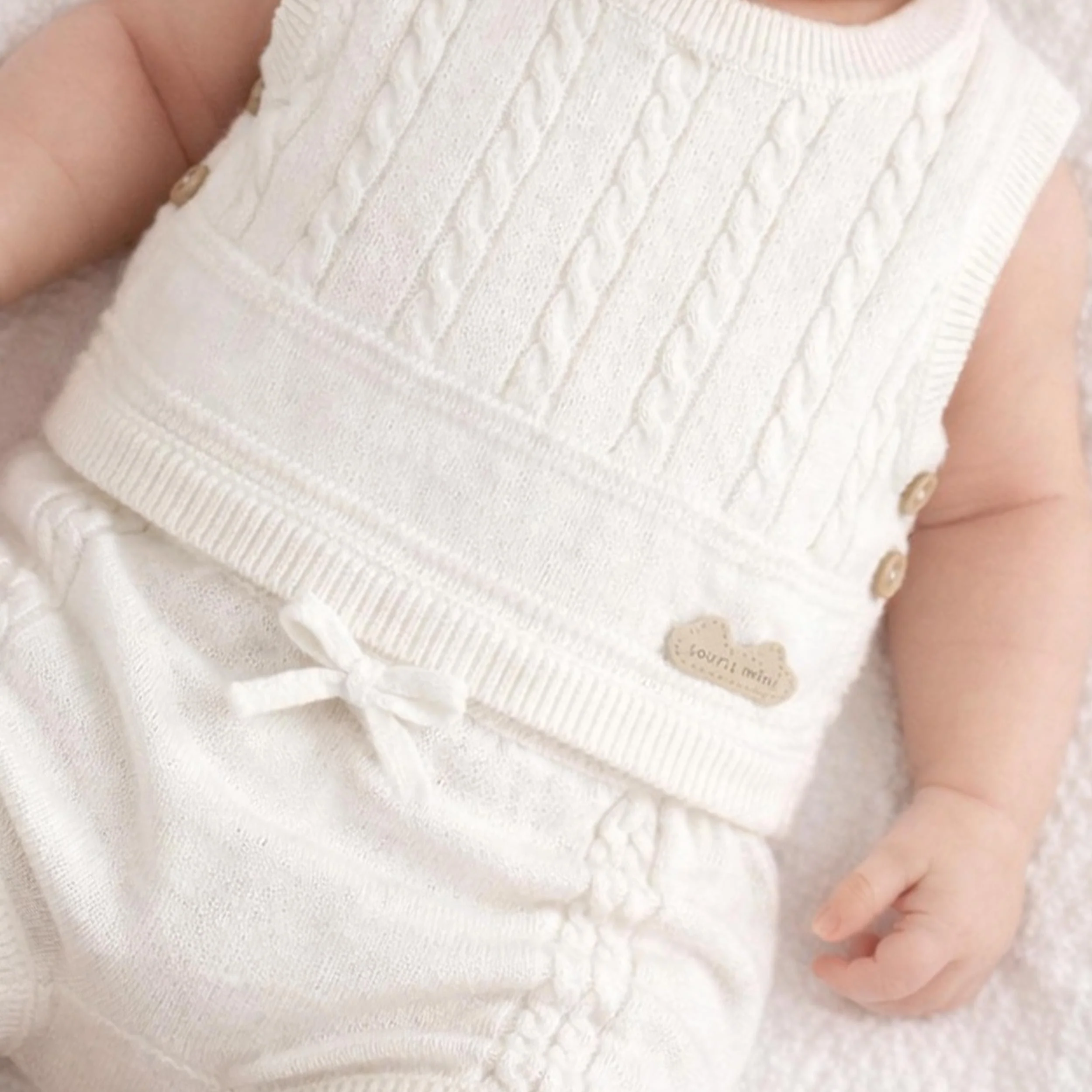 Débardeur crème en tricot, naissance - Image 3