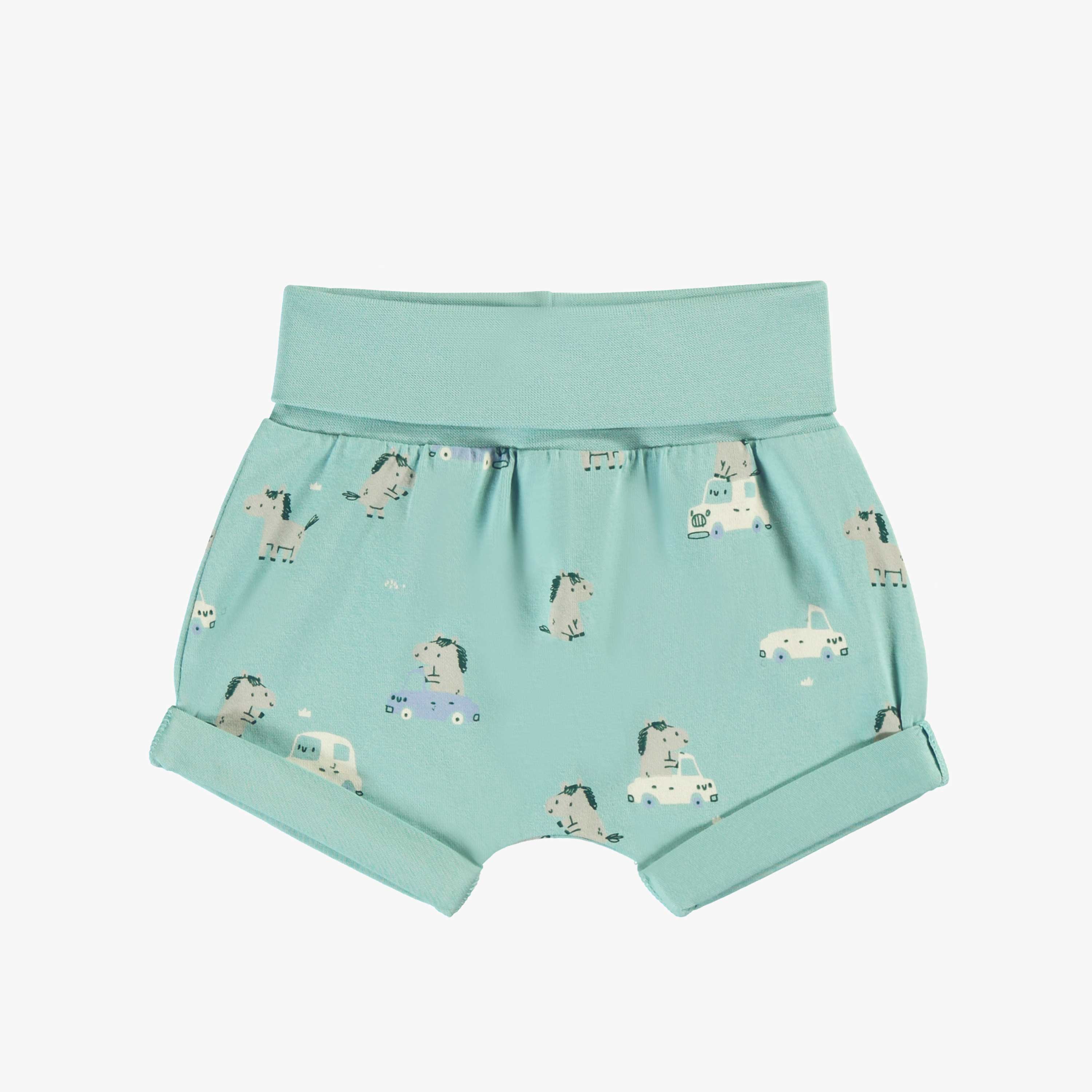 Ensemble deux pièces turquoise cendré à motifs de chevaux, naissance - Image 3
