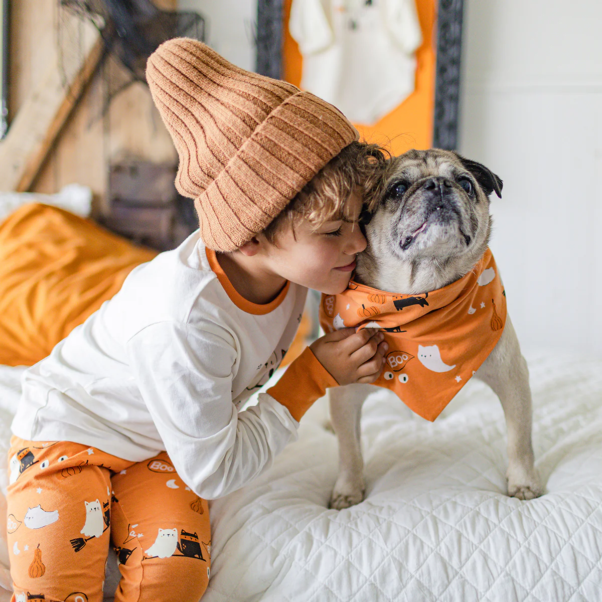Foulard orange à motifs d’Halloween pour animaux - Image 4