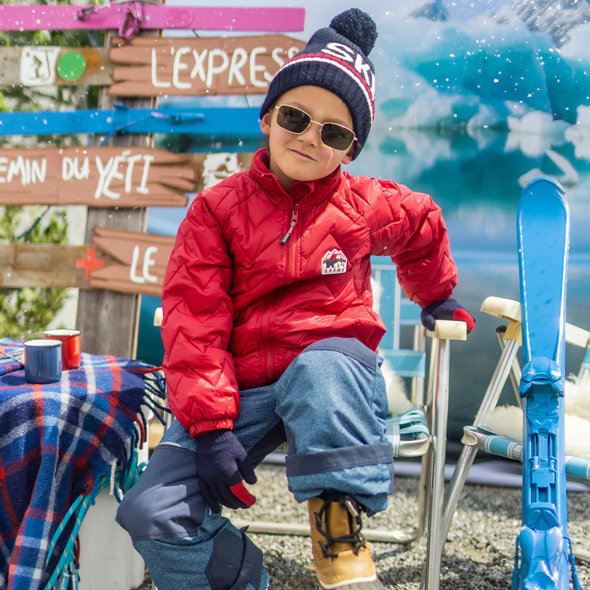 Gants bleu marine en tricot, enfant - Image 2