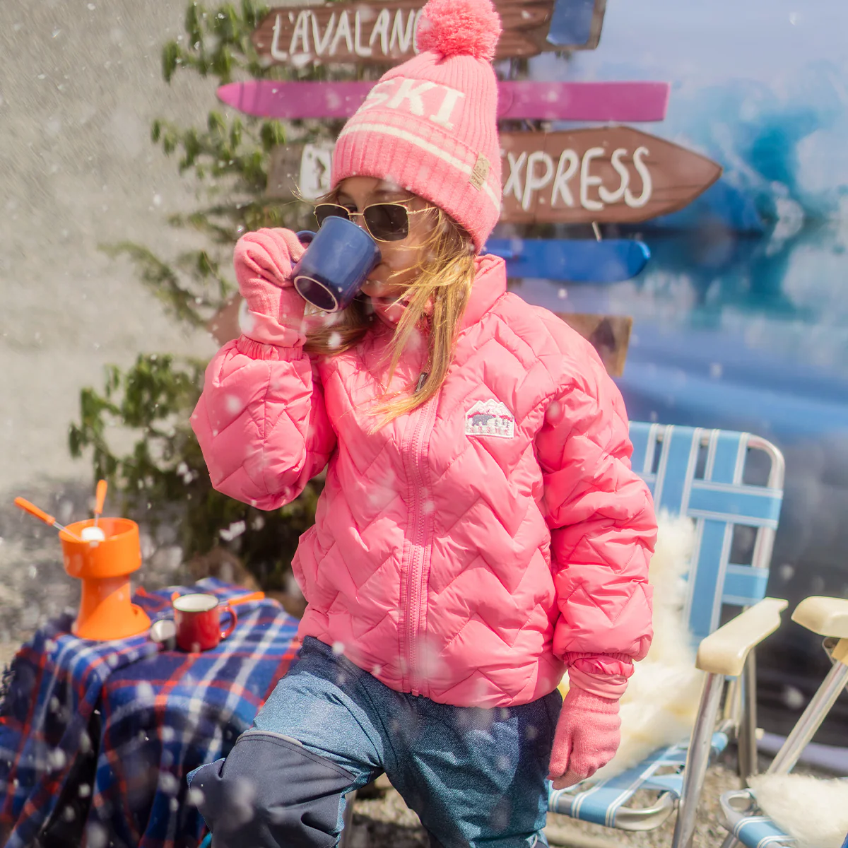 Habit de neige 3 en 1 rose et bleu denim, enfant - Image 4