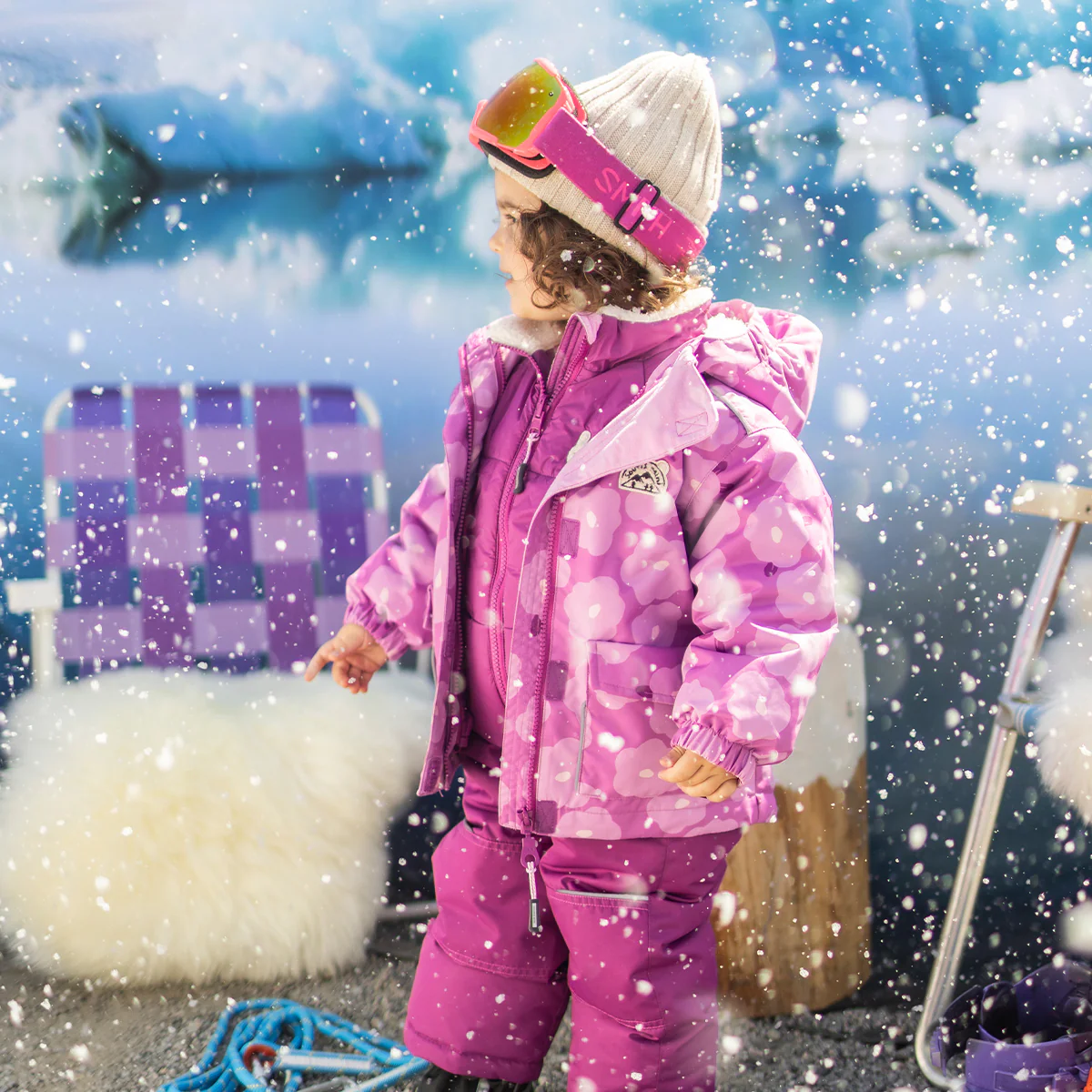 Habit de neige 3 en 1 mauve avec fleurs, bébé - Image 4