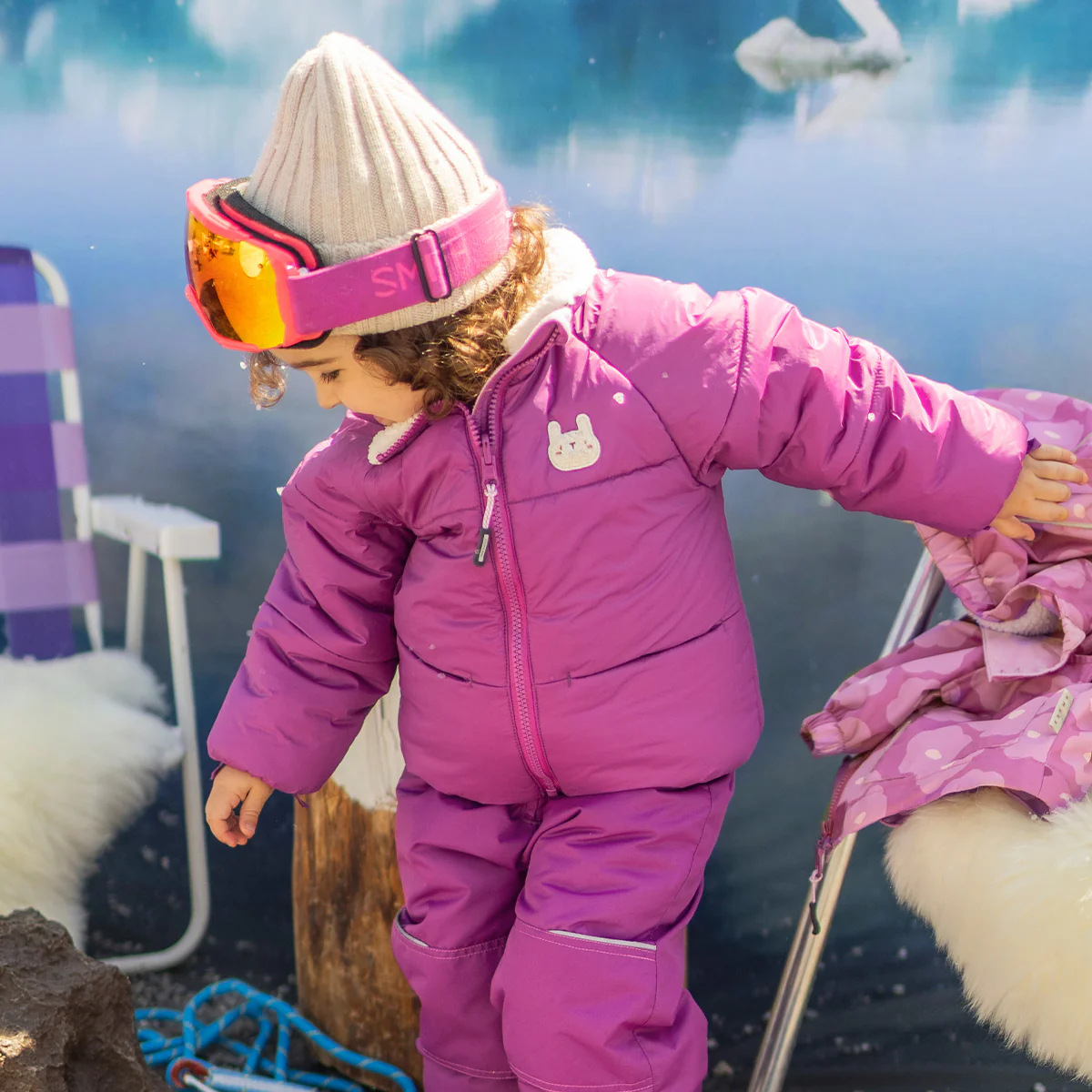 Habit de neige 3 en 1 mauve avec fleurs, bébé - Image 8