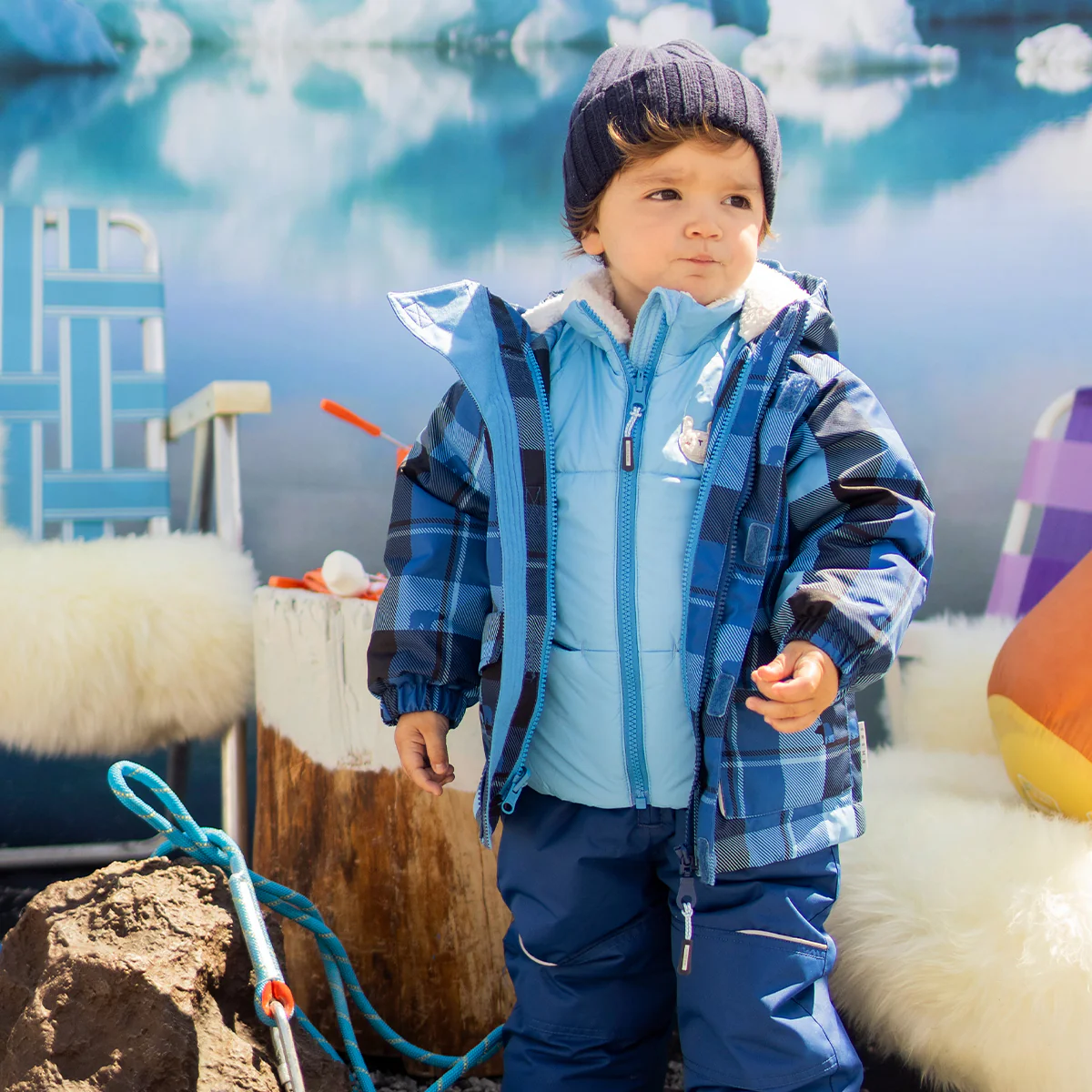 Habit de neige 3 en 1 bleu avec carreaux, bébé - Image 3