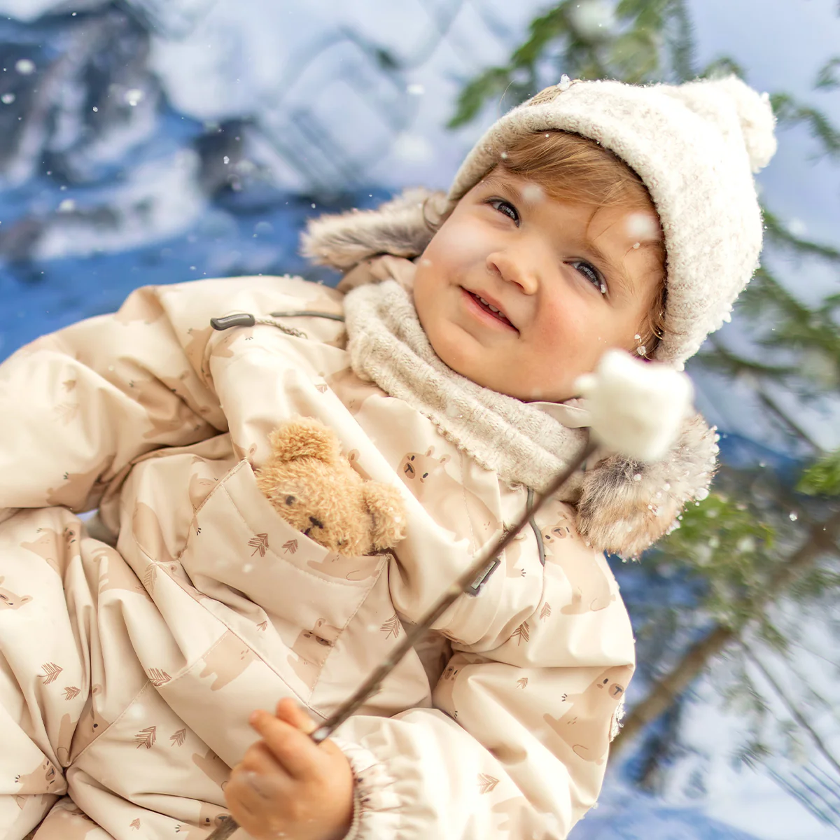 Habit de neige une pièce crème avec motifs, bébé - Image 2
