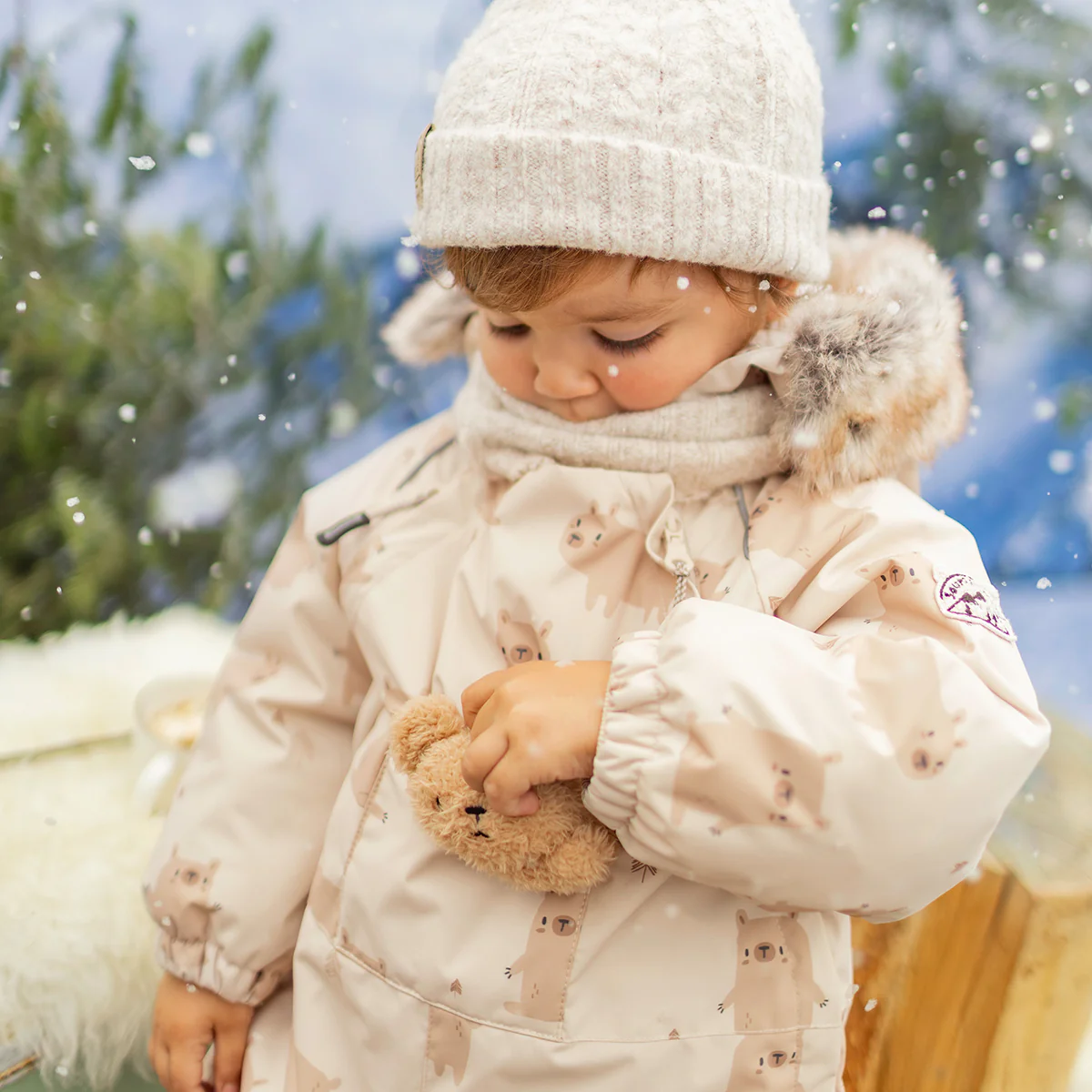 Habit de neige une pièce crème avec motifs, bébé - Image 3