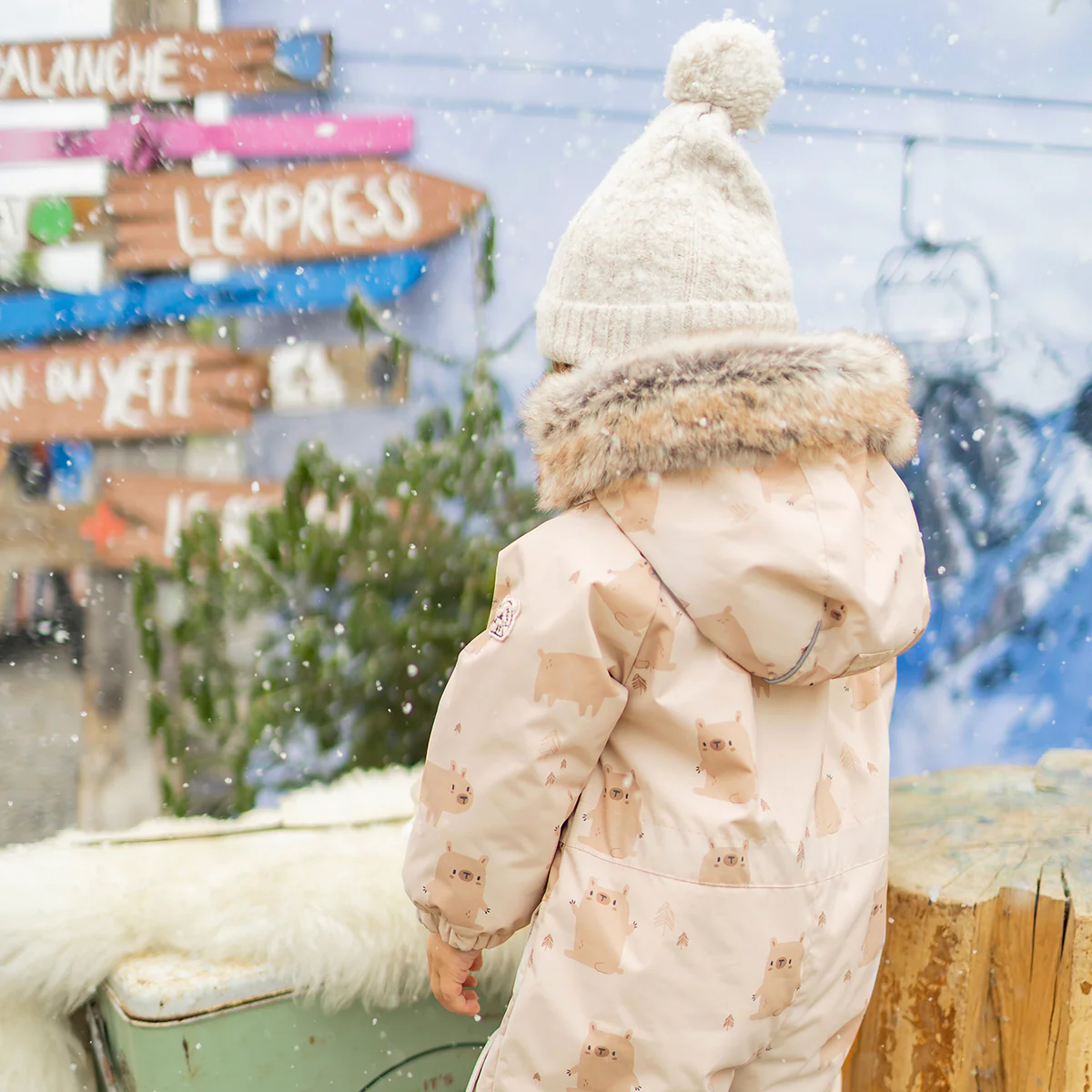 Habit de neige une pièce crème avec motifs, bébé - Image 5