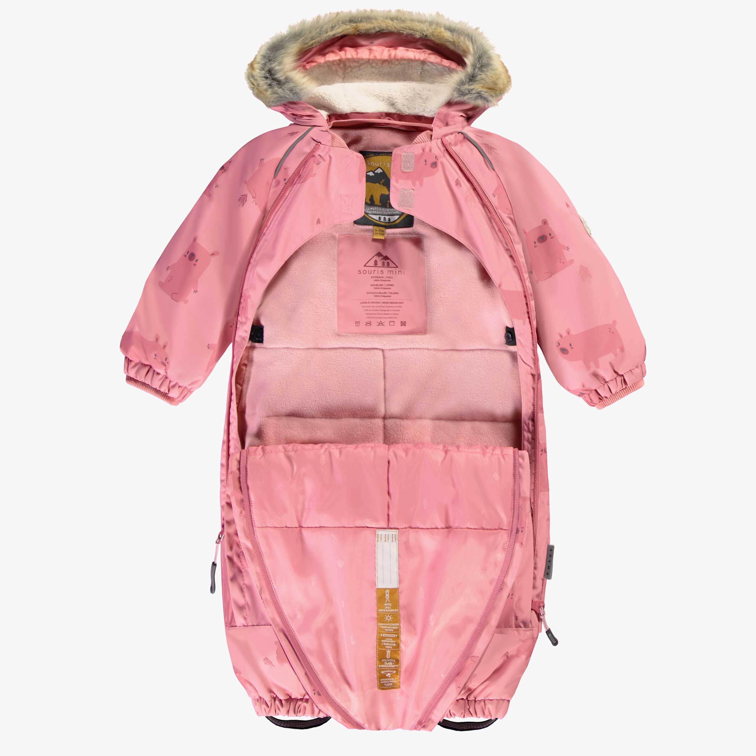 Habit de neige une pièce rose avec motifs, bébé - Image 7