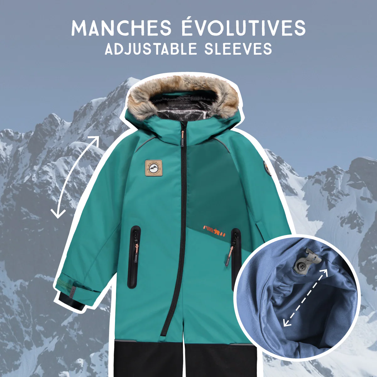 Habit de neige une pièce turquoise, enfant - Image 6