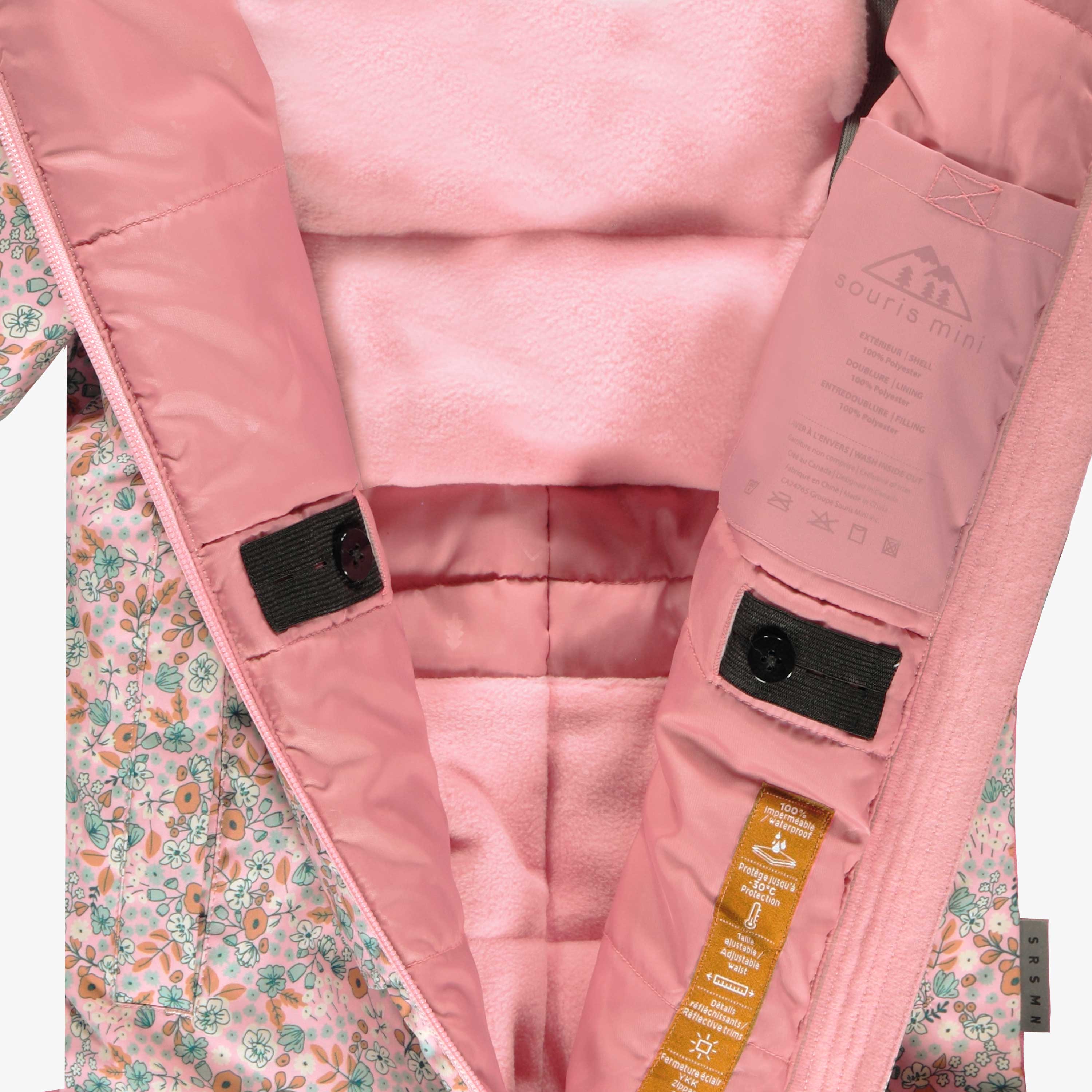 Habit de neige une pièce rose avec fleurs, enfant - Image 10