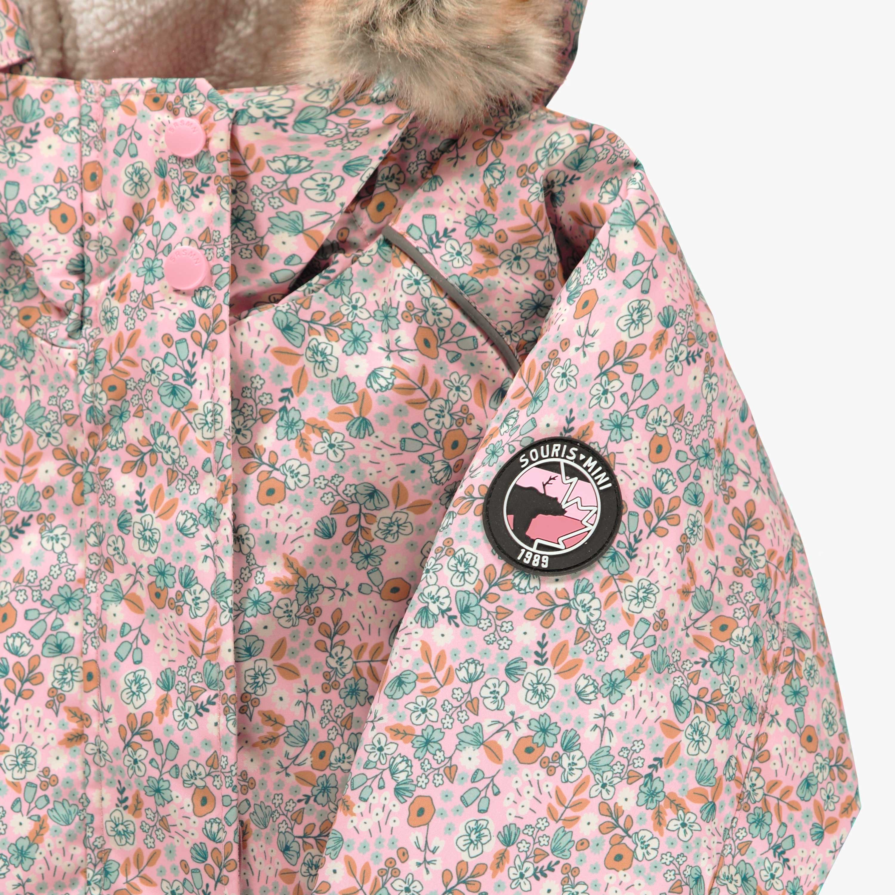 Habit de neige une pièce rose avec fleurs, enfant - Image 11