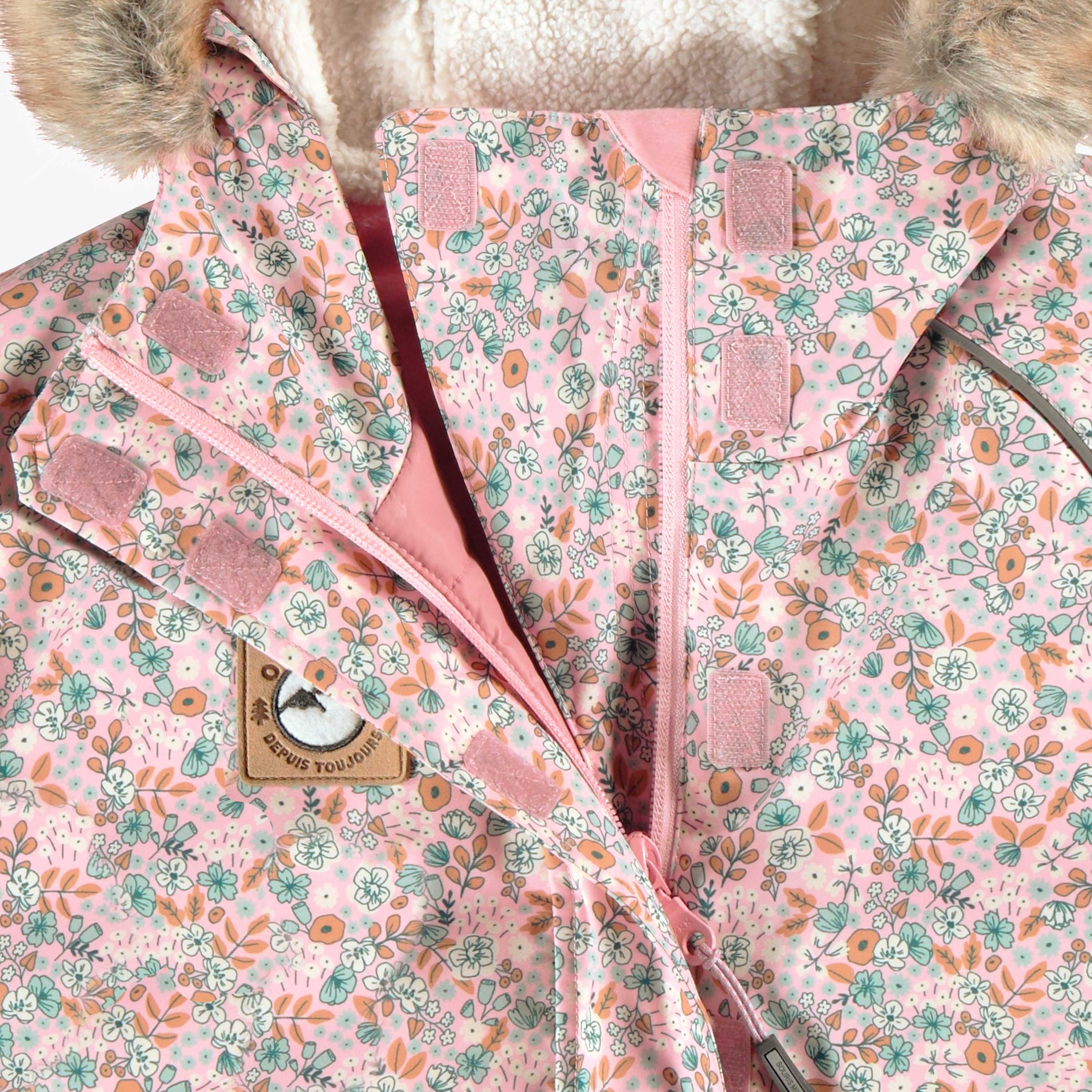 Habit de neige une pièce rose avec fleurs, enfant - Image 13