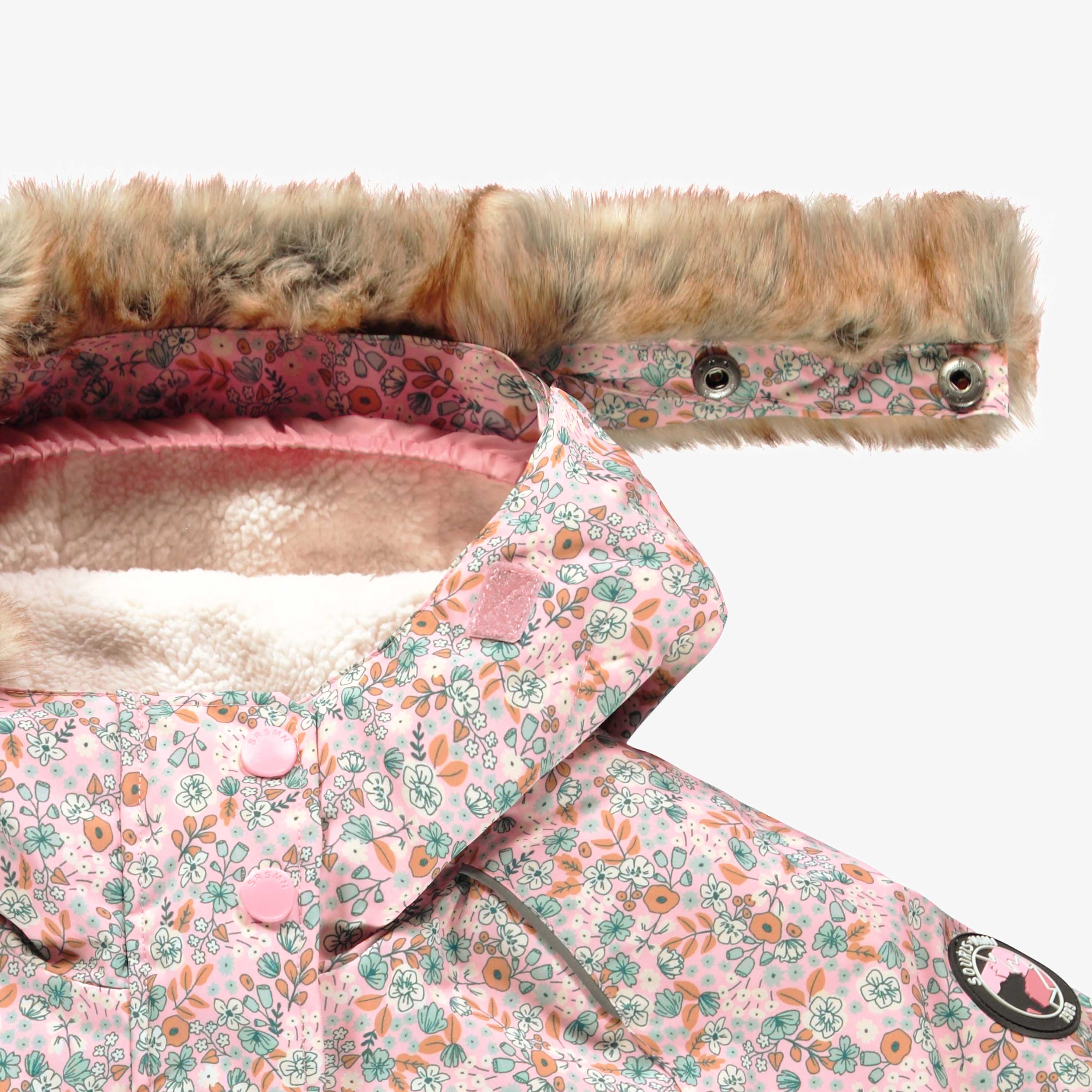 Habit de neige une pièce rose avec fleurs, enfant - Image 14