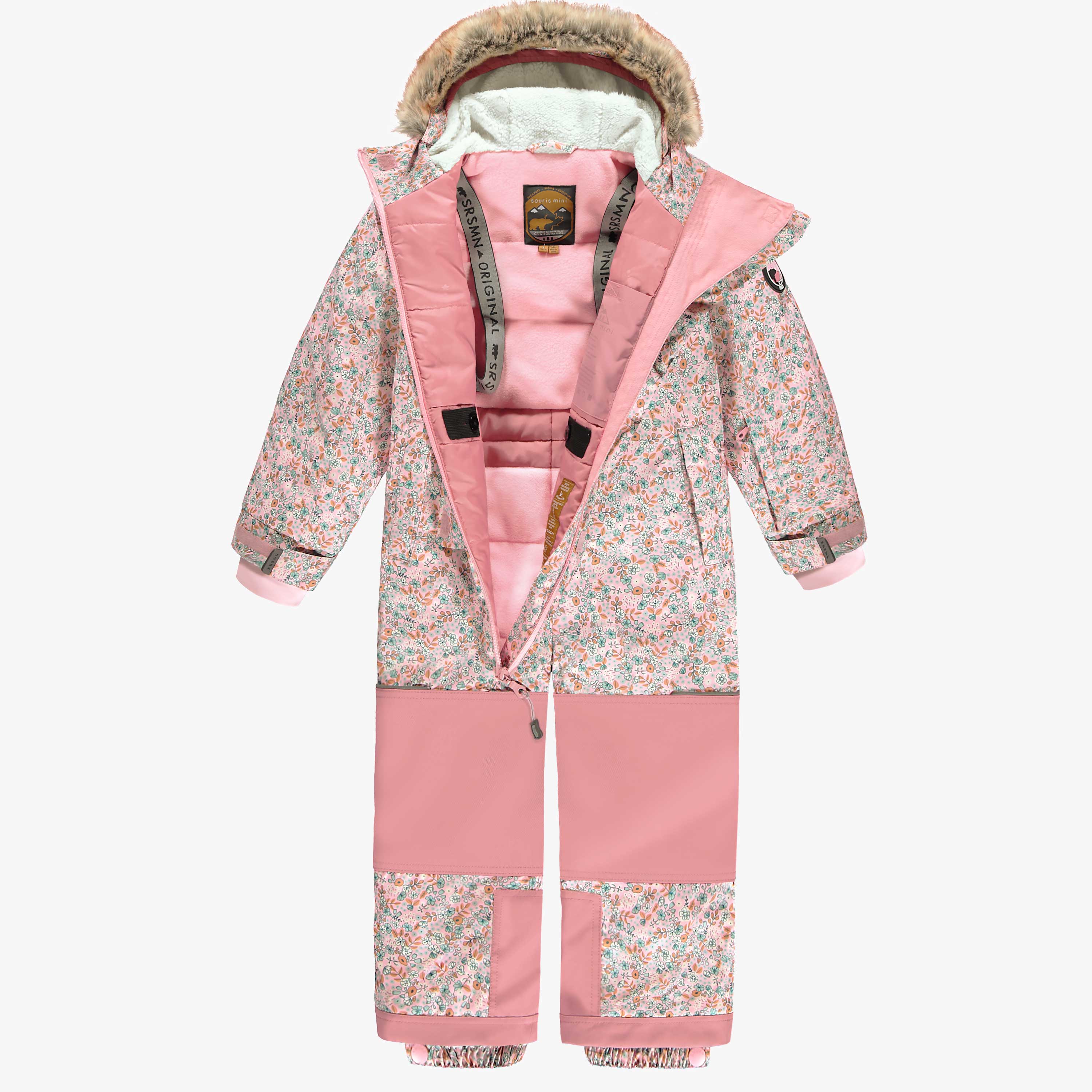 Habit de neige une pièce rose avec fleurs, enfant - Image 8