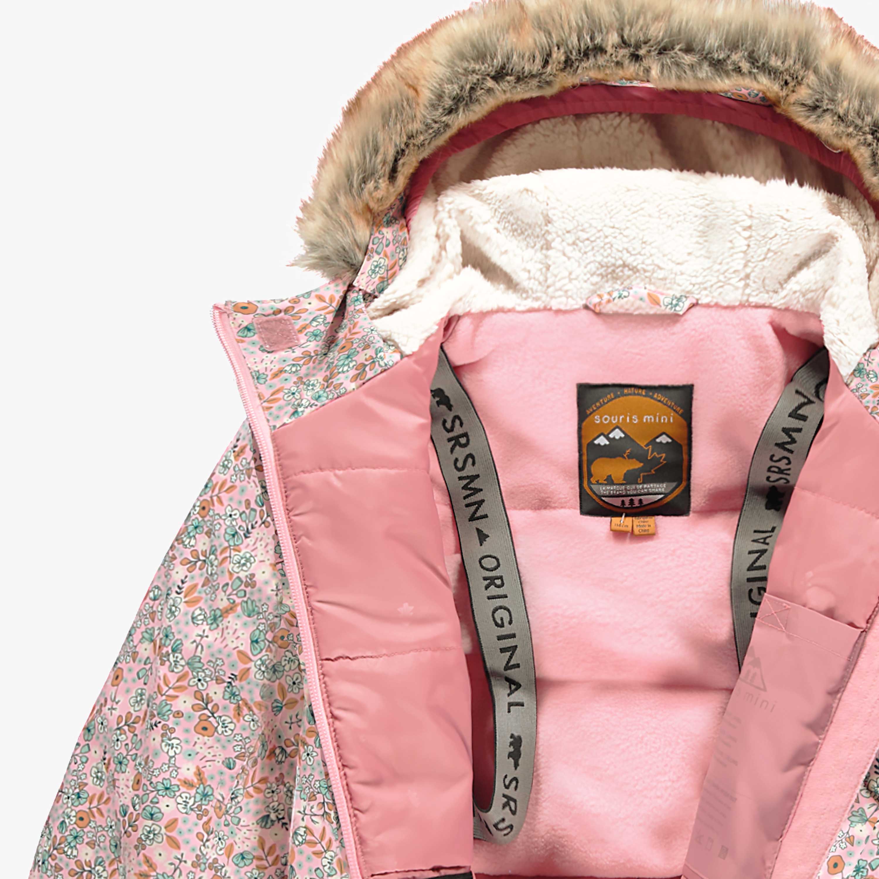 Habit de neige une pièce rose avec fleurs, enfant - Image 9