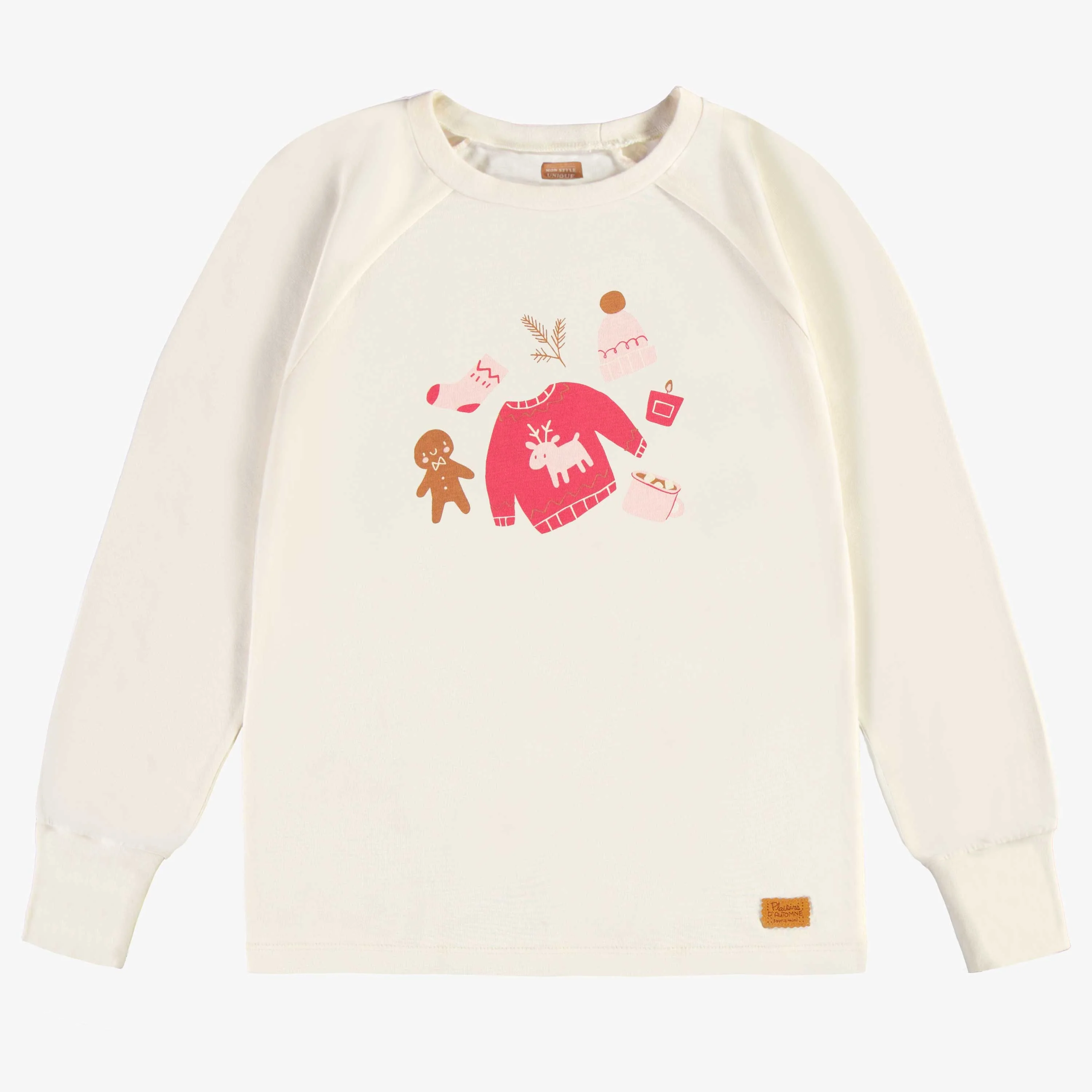 Haut de pyjama crème avec imprimé en jersey, adulte