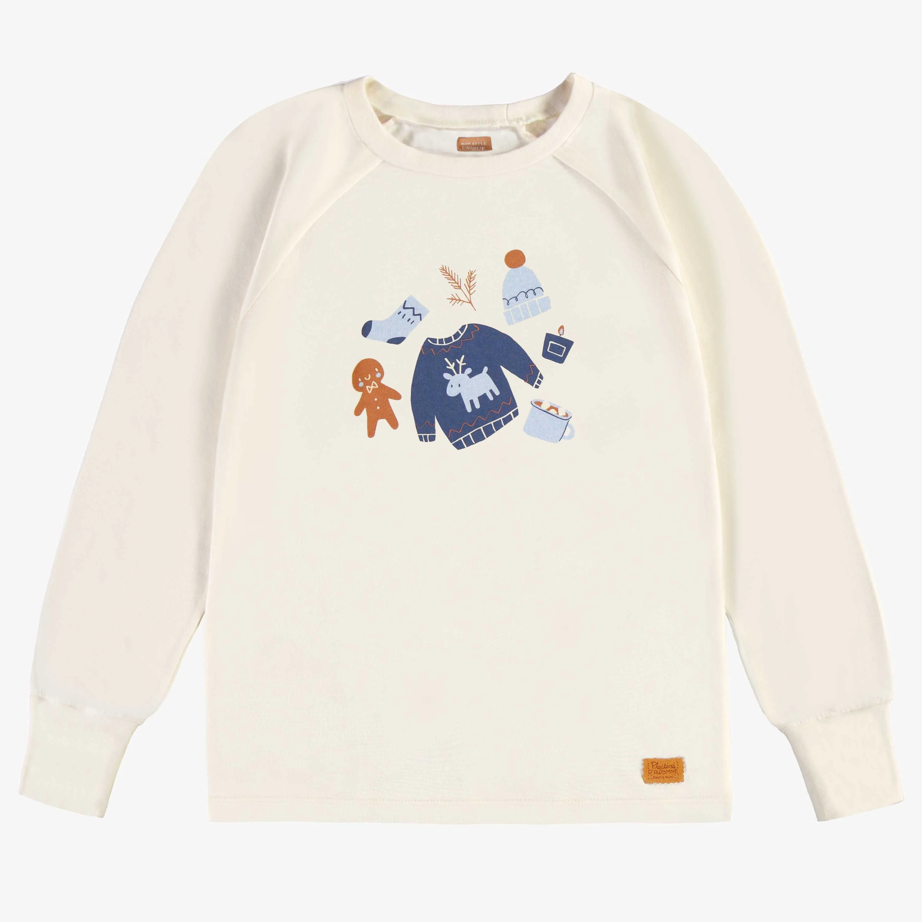 Haut de pyjama crème avec imprimé en jersey, adulte