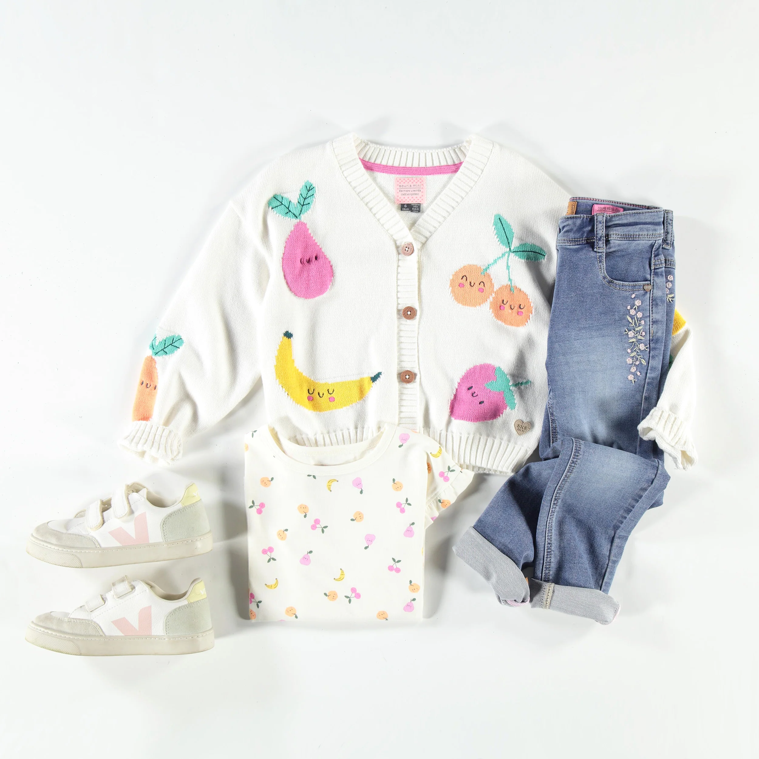 Jean bleu avec broderie florale, enfant - Image 5