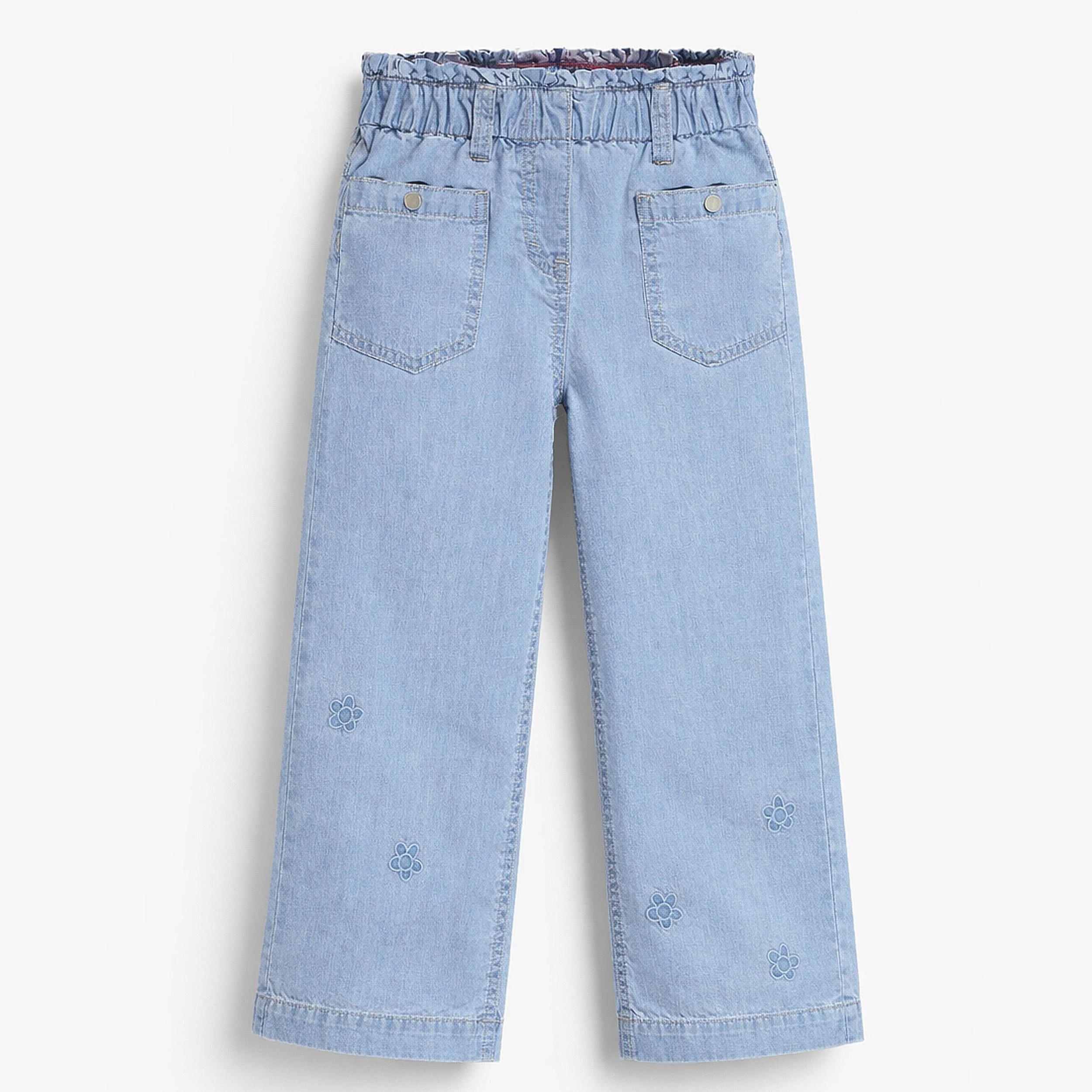 Jean bleu en denim léger avec broderies, enfant