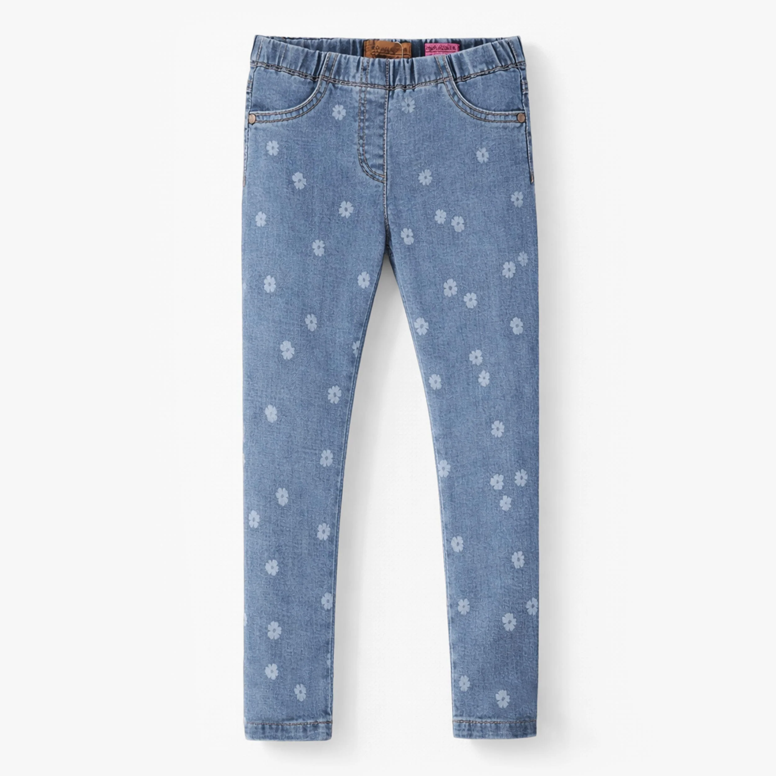 Jegging bleu à motif floral, enfant