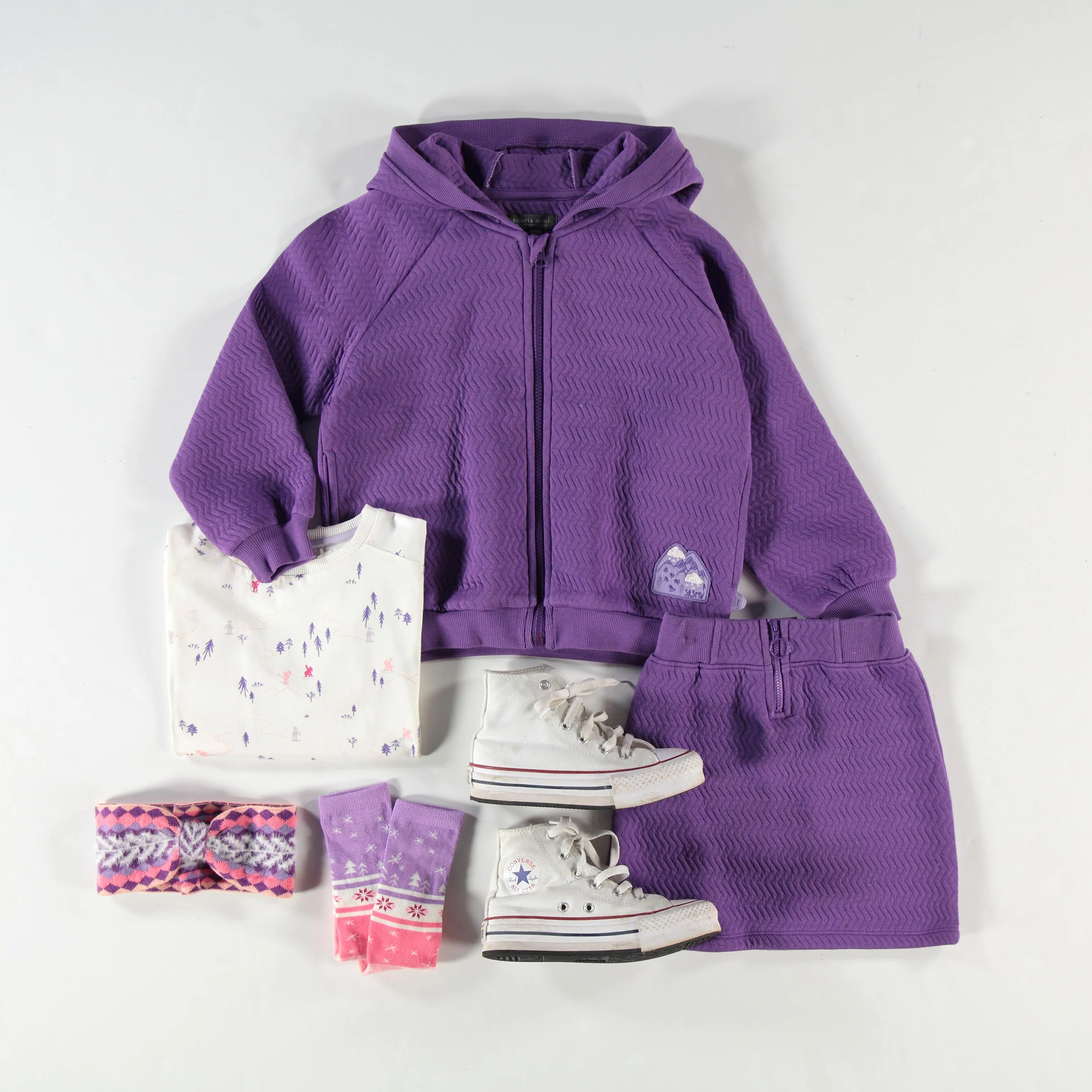 Jupe mauve en jersey matelassé, enfant - Image 3