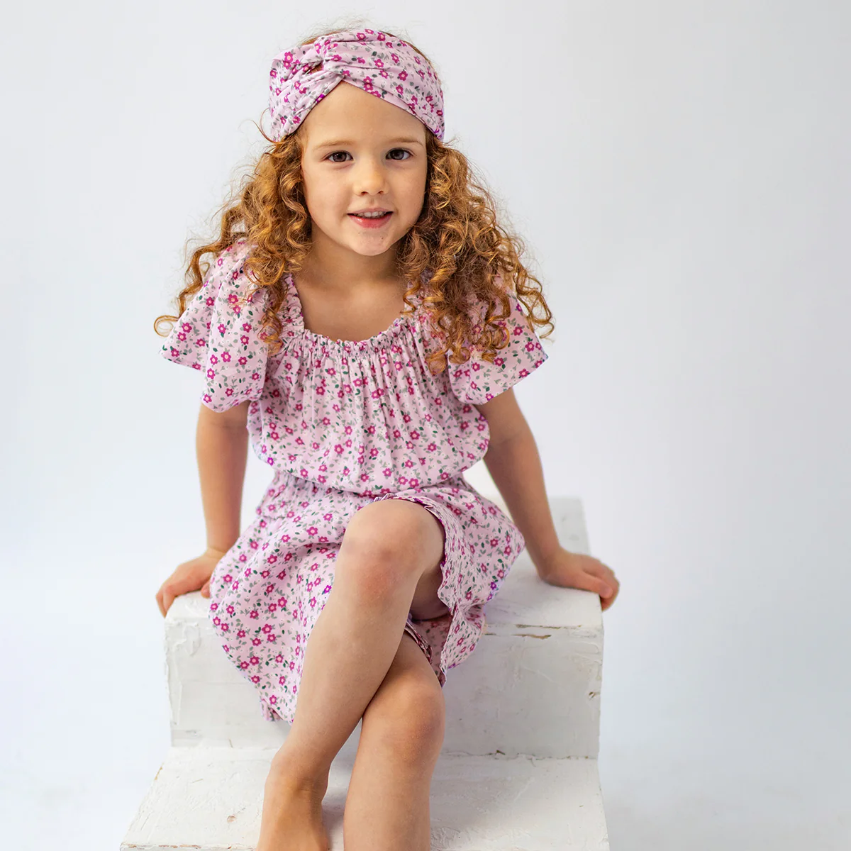 Blouse lilas à motif floral, enfant - Image 3