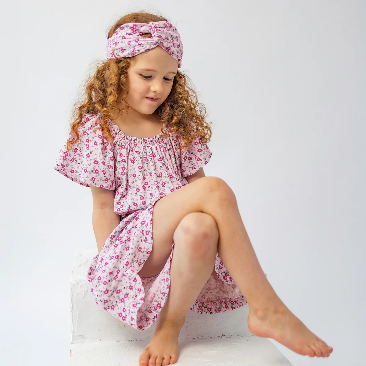 Blouse lilas à motif floral, enfant - Image 2