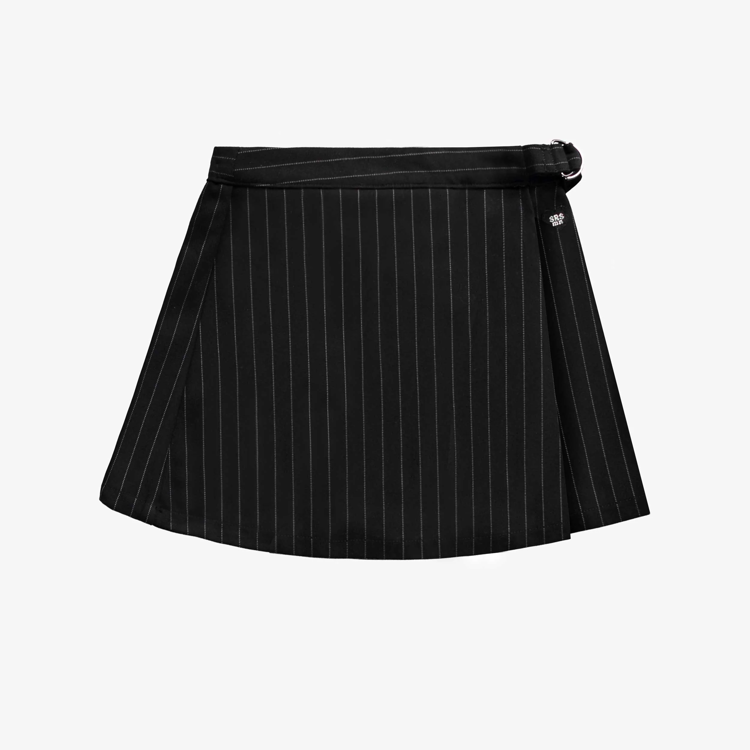 Jupe short noire et blanche à rayures en gabardine de coton, enfant