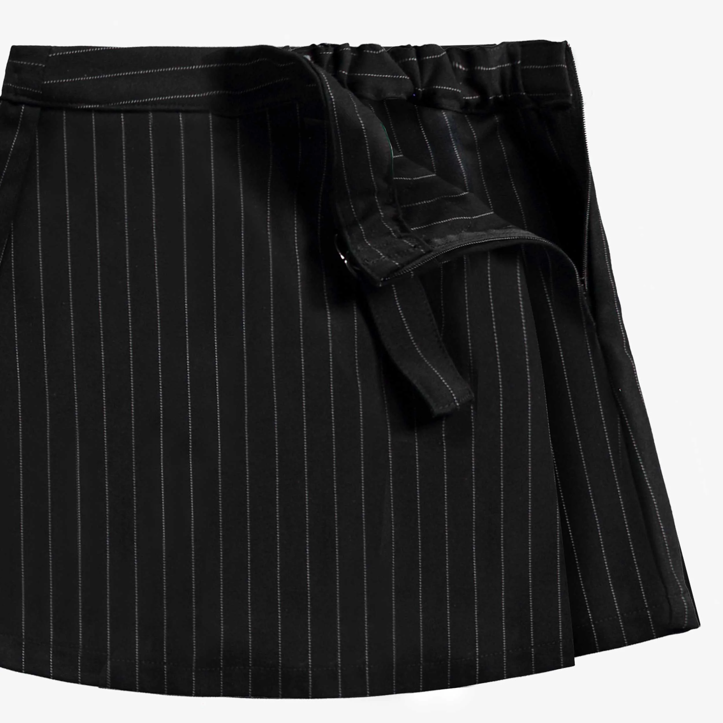 Jupe short noire et blanche à rayures en gabardine de coton, enfant - Image 5