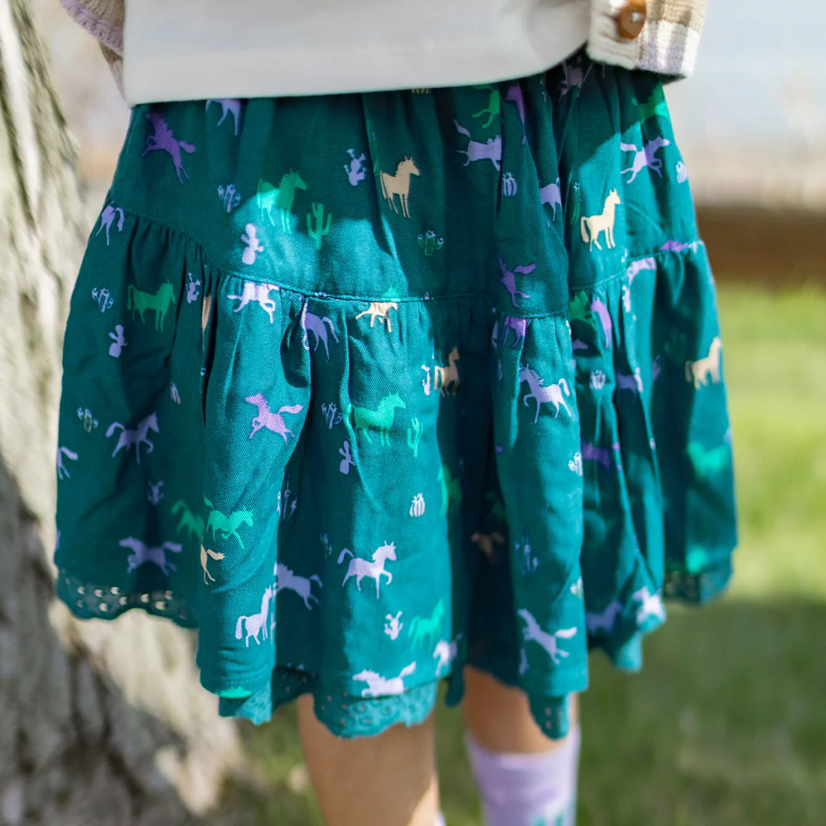 Jupe turquoise à motifs, enfant - Image 3