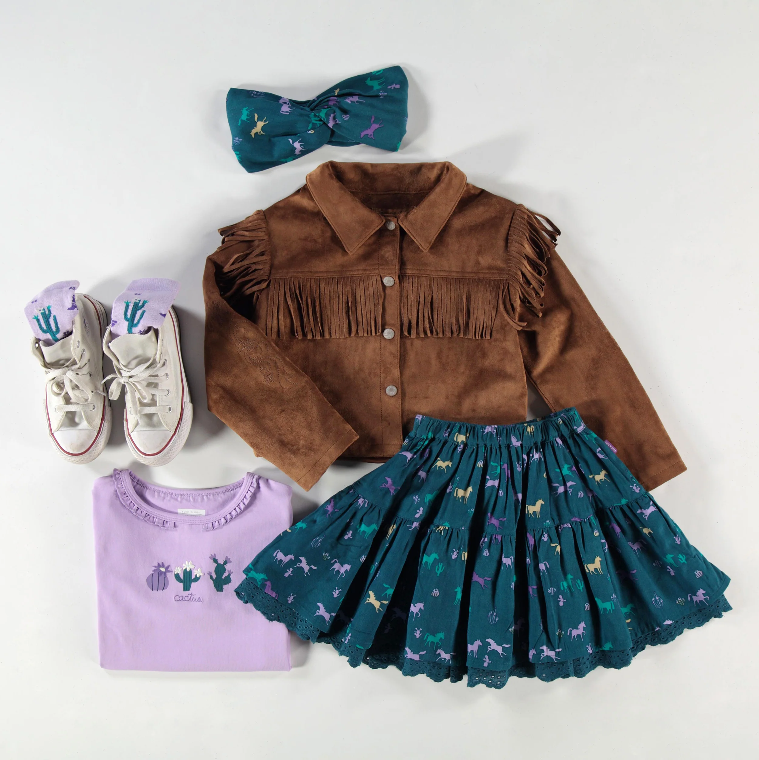 Jupe turquoise à motifs, enfant - Image 4