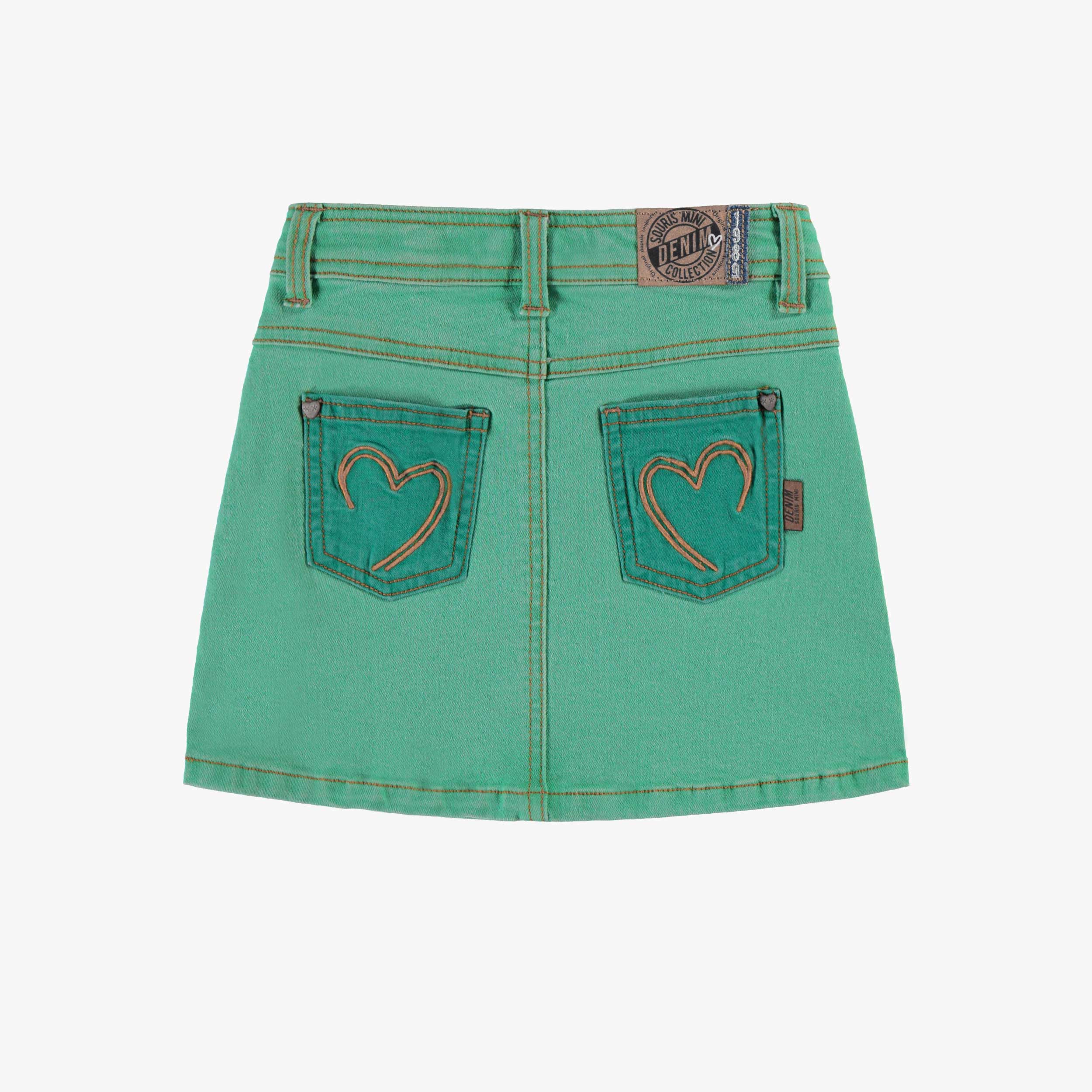 Jupe turquoise en denim, enfant - Image 2